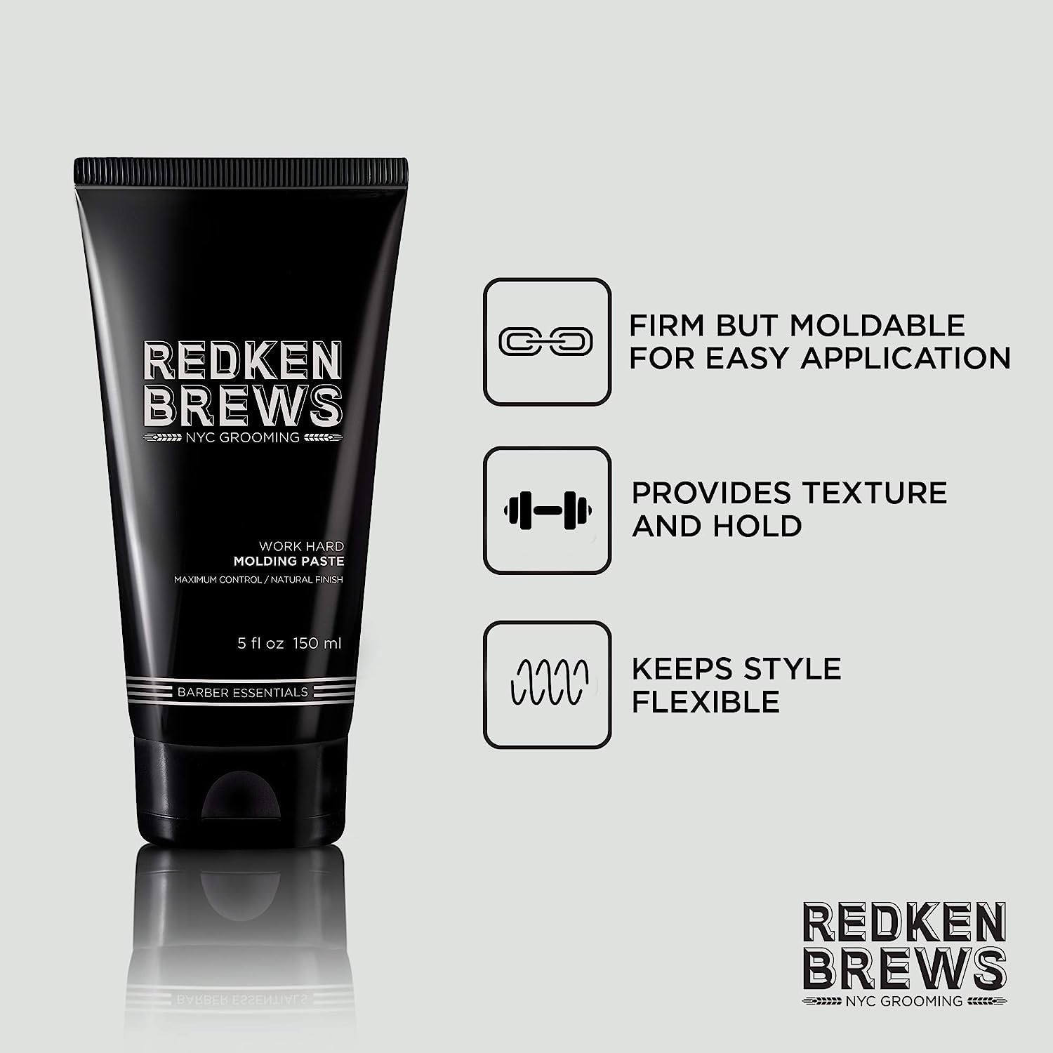 REDKEN Brews Work Hard Men's High Hold Molding Paste for Matte Finish, 15 4