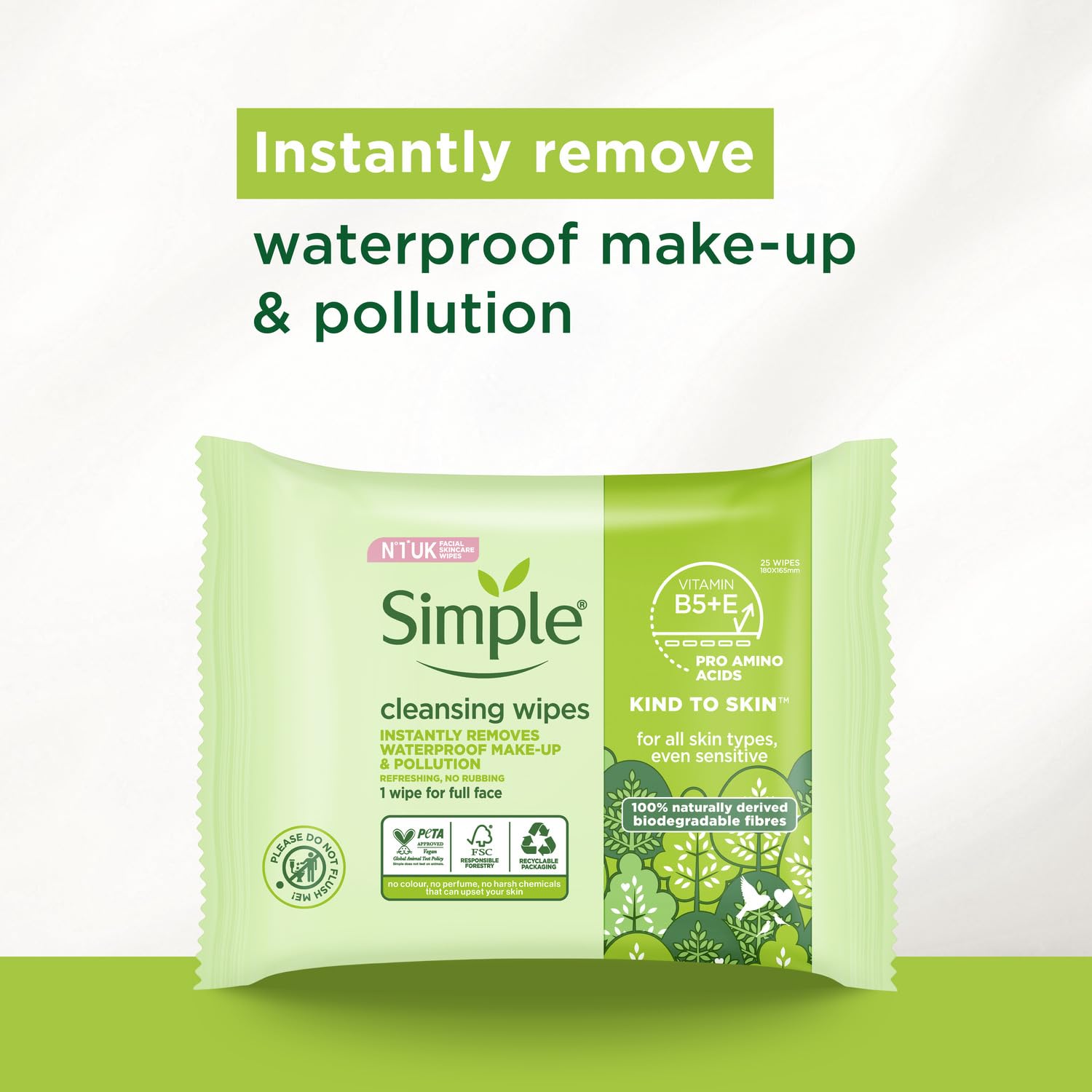 Simple Kind to Skin Bio-degradable Cleansing Wipes for Face Makeup Remover 4
