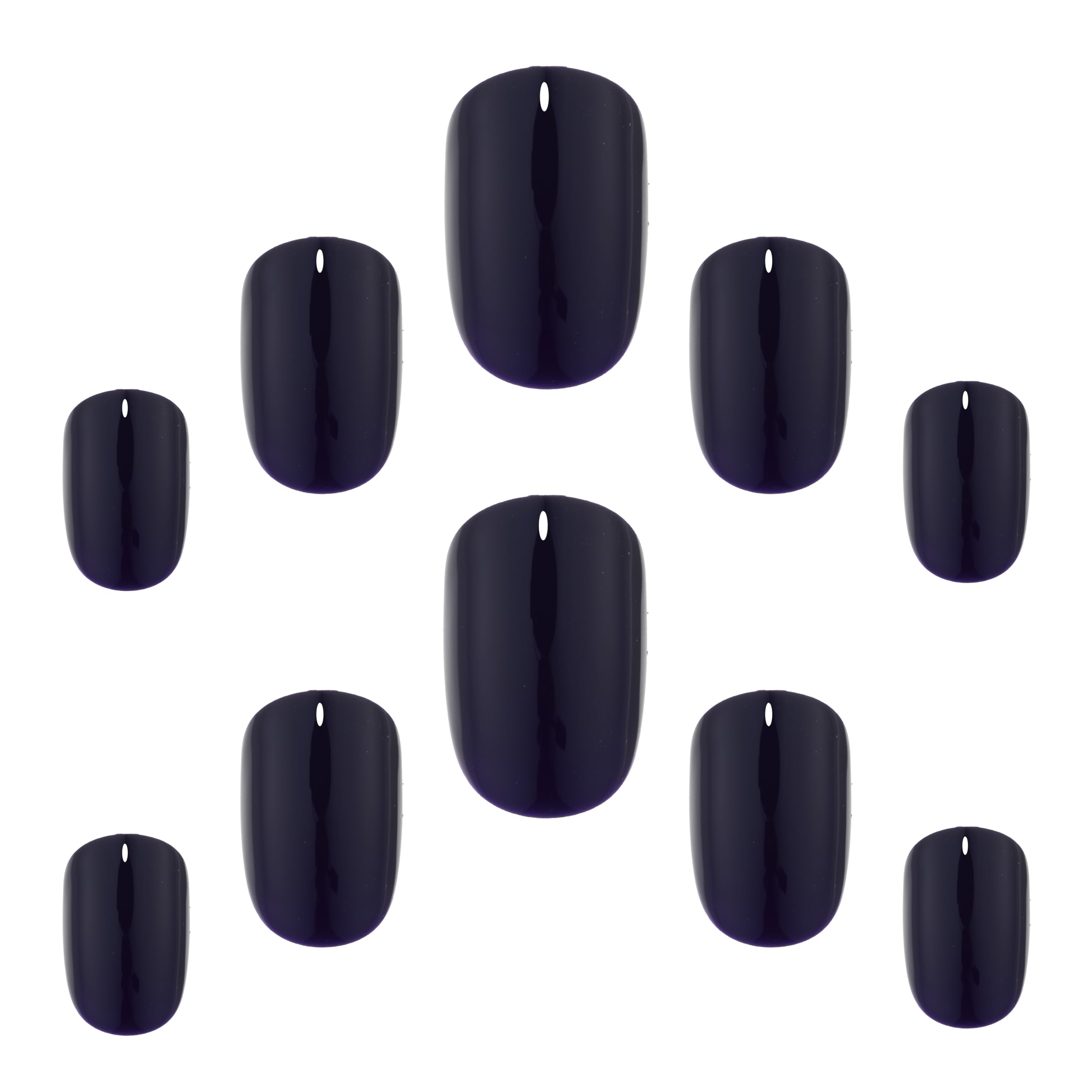 Elegant Touch Gel Finish False Nails in Alluring Inky Blue with Nail Glue