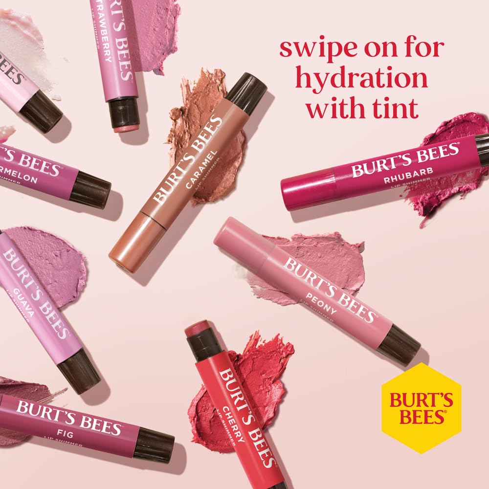 Burt's Bees Lip Shimmer in Plum with Peppermint Oil for Moisturizing Tinted Colour 9
