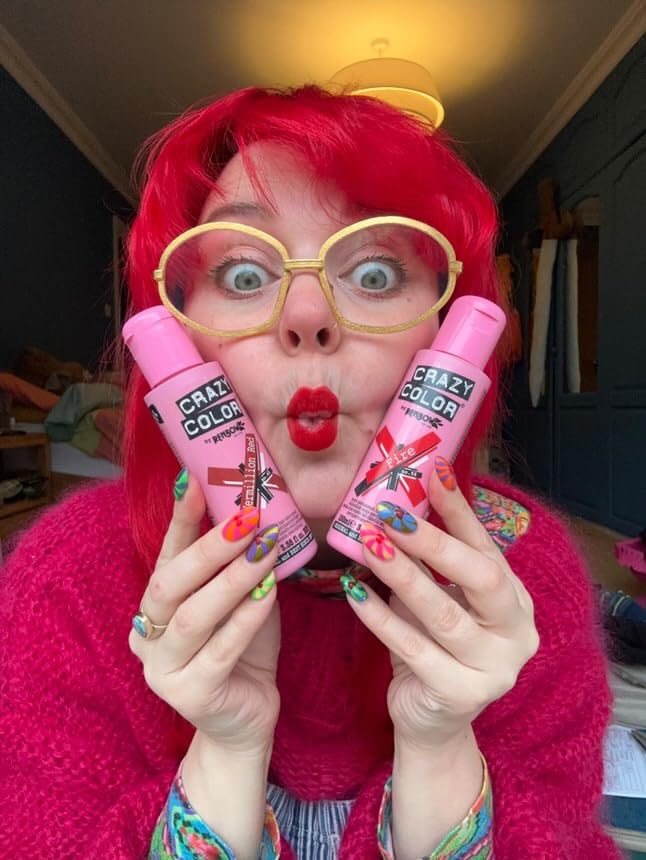 Crazy Color Vibrant Fire Semi-Permanent Duo Haarfarbe. Hochpigmentiertes, leuchtendes Rot. Pflegende und ölspendende vegane Formel. Ohne Bleichmittel und Ammoniak. 200 ml 11