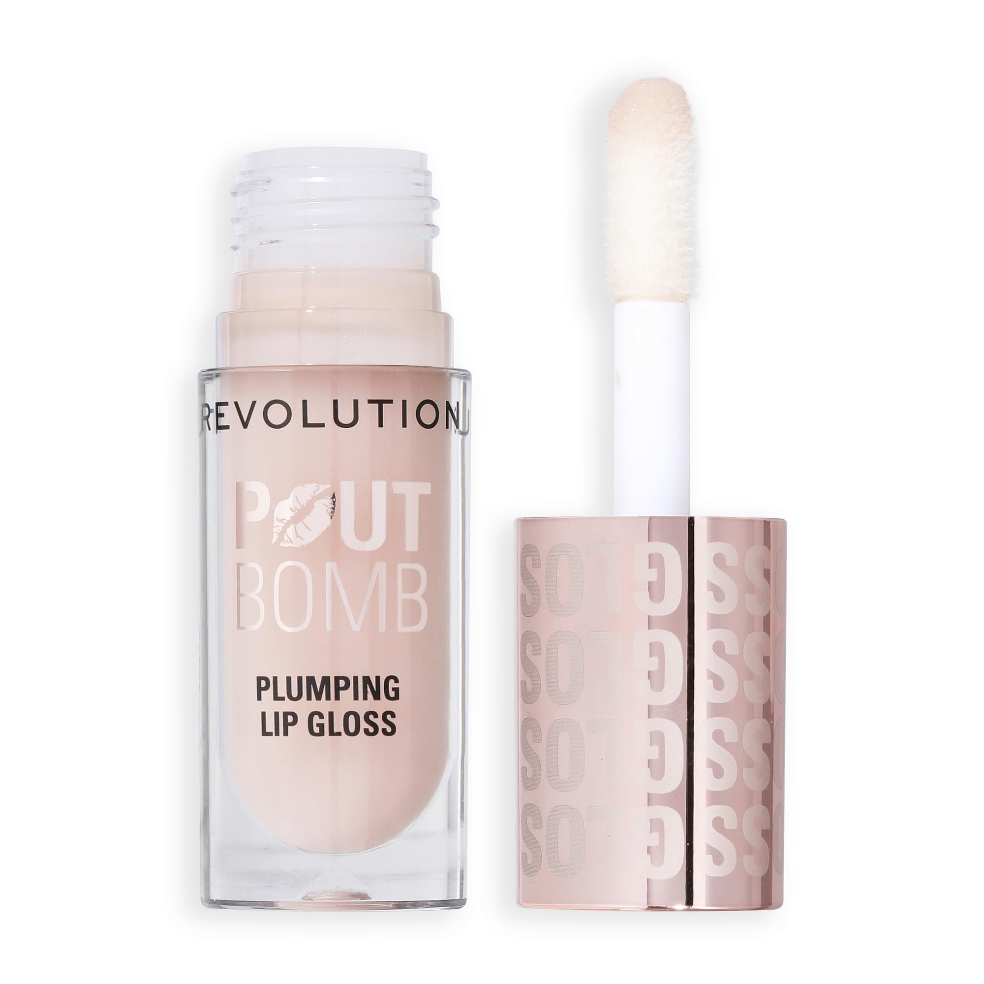 Revolution Beauty Pout Bomb Plumping Lip Gloss with Hyaluronic Acid & Peptides - Sheer Milky Nude