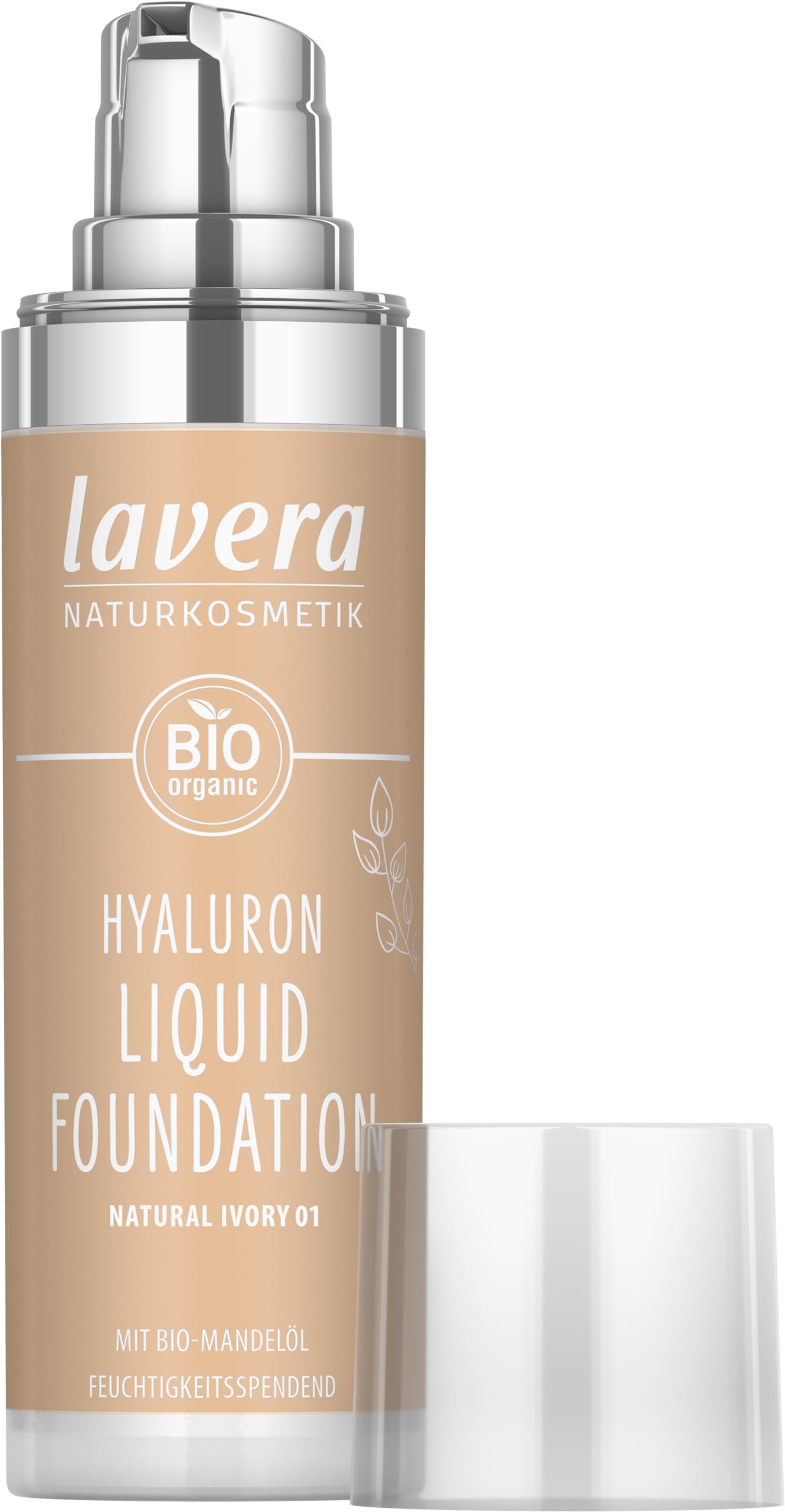 lavera Hyaluron Liquid Foundation - Natural Ivory 01 with Hyaluronic Acid & Almond Oil
