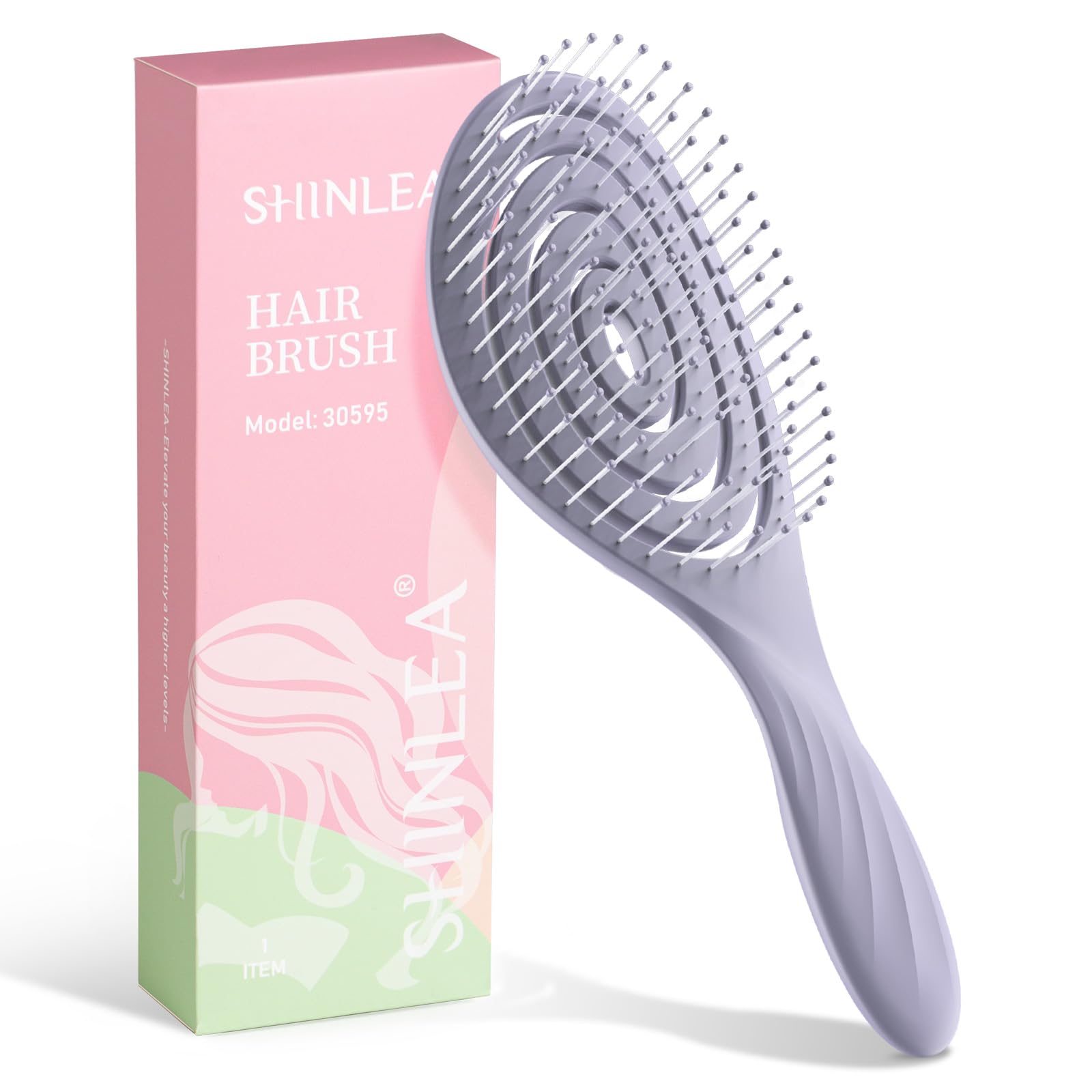 SHINLEA Haarbürste, Anti-Knoten-Entwirrung, Nass- und Trockenmassage-Spiralhaarbürste für Frauen, Männer und Kinder, gleitet mühelos durch verknotetes Haar, für alle Haartypen (Lila)