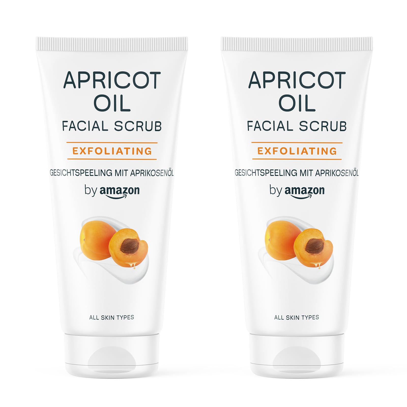 by Amazon Apricot and Peach Seed Face Scrub, 2x100ml Pack