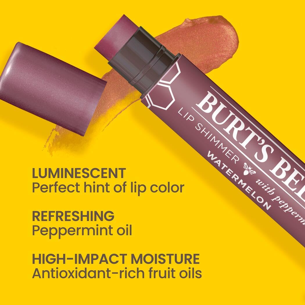 Burt's Bees Lippenstift-Geschenkset, 3 schimmernde Lippenfarben in den Nuancen Pfingstrose, Wassermelone und Fi 5