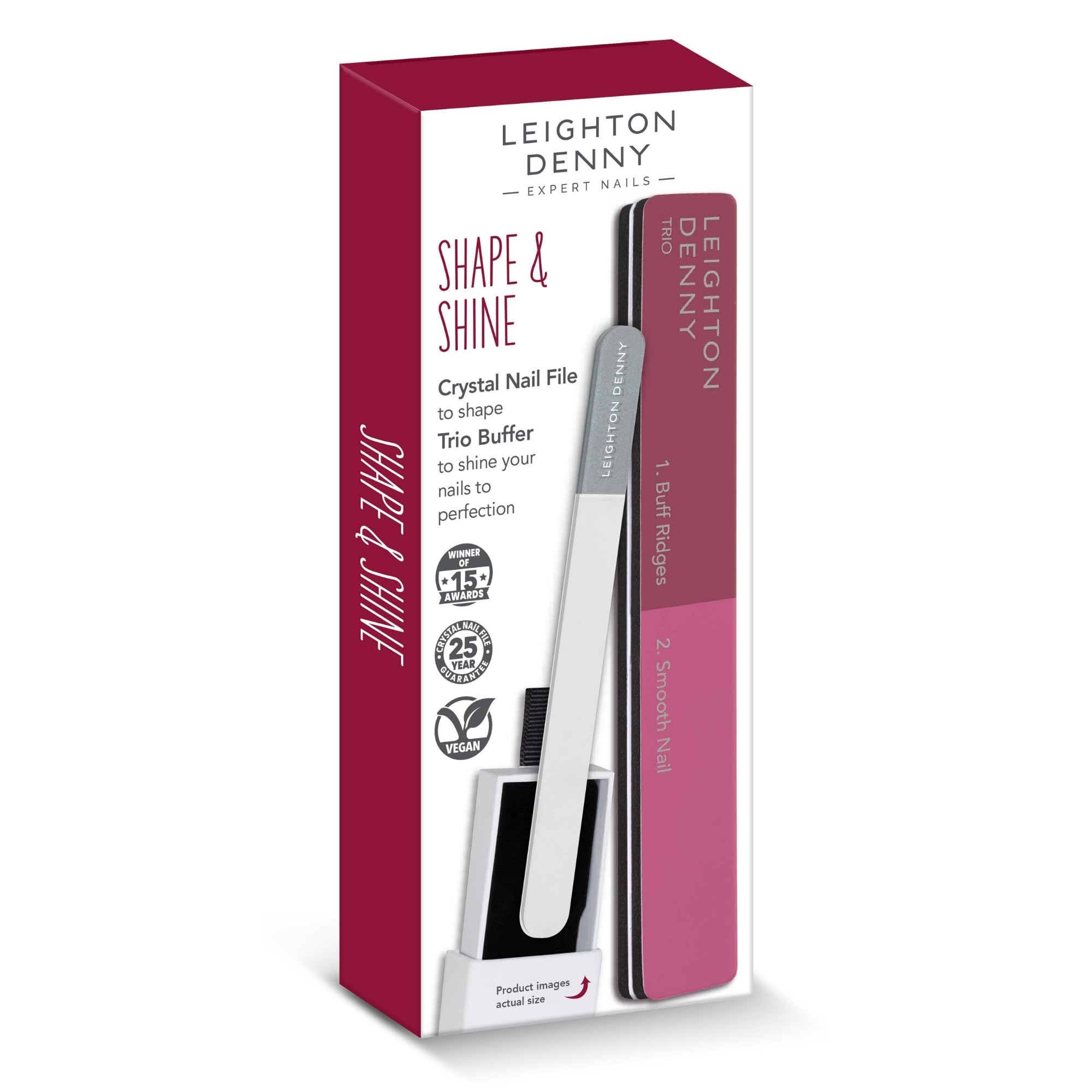 LEIGHTON DENNY Shape & Shine Duo: Crystal Nail File & 3-in-1 Buffer Set