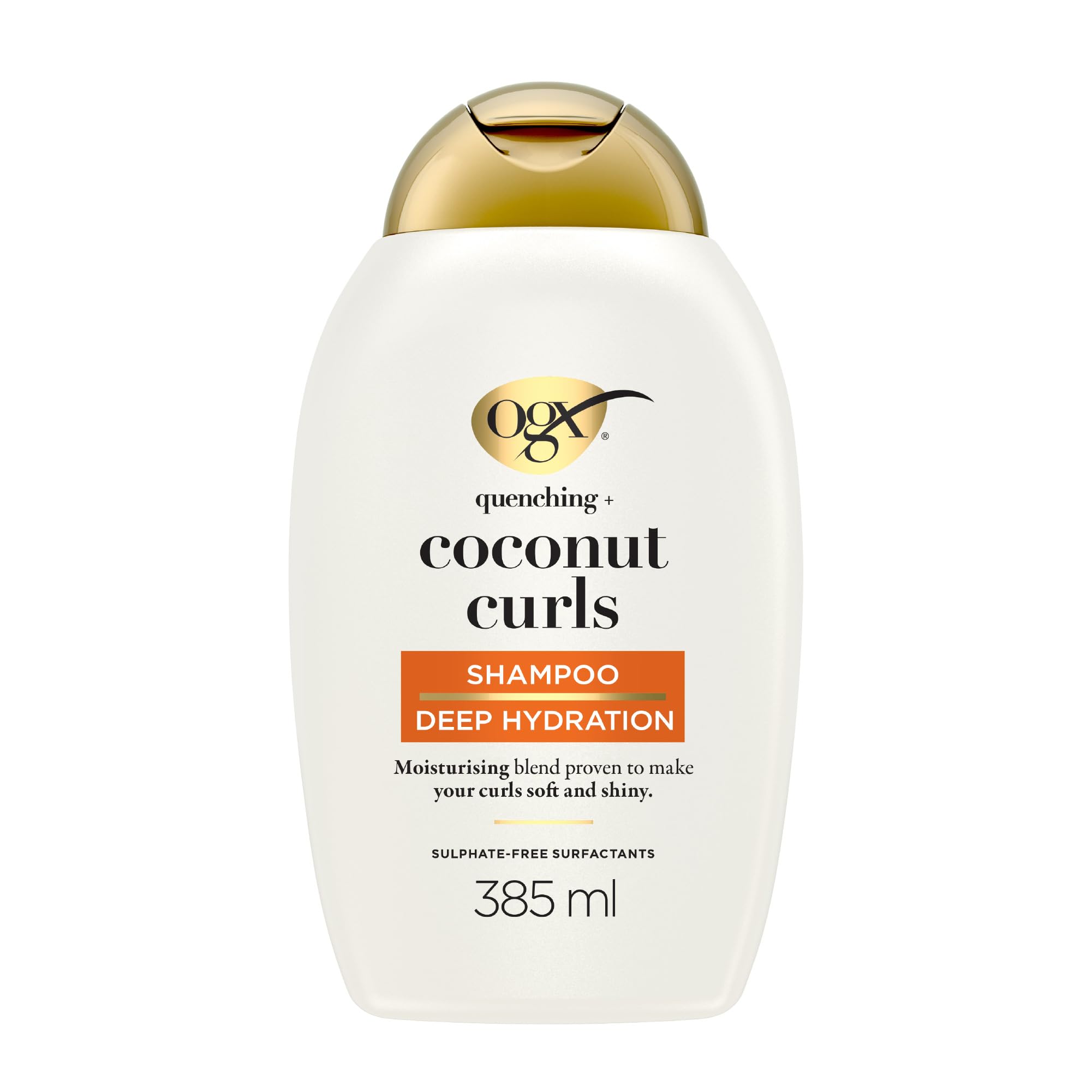 OGX Coconut Oil Shampoo for Curly Hair, Frizz Taming, Sulfate-Free Surfactants, 385 ml