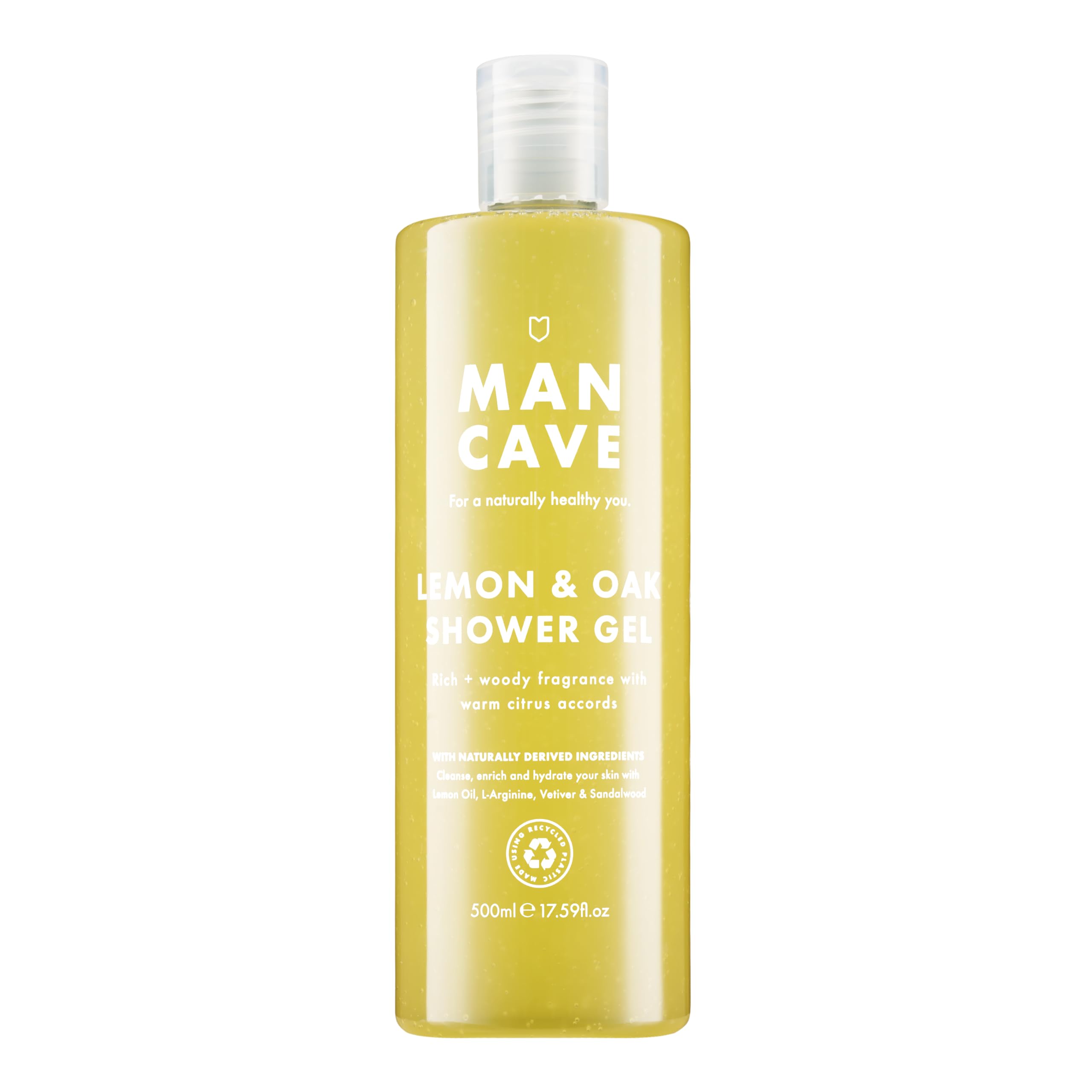ManCave Lemon and Oak Invigorating Shower Gel for Men, Sulphate & Paraben Free, 500 ml
