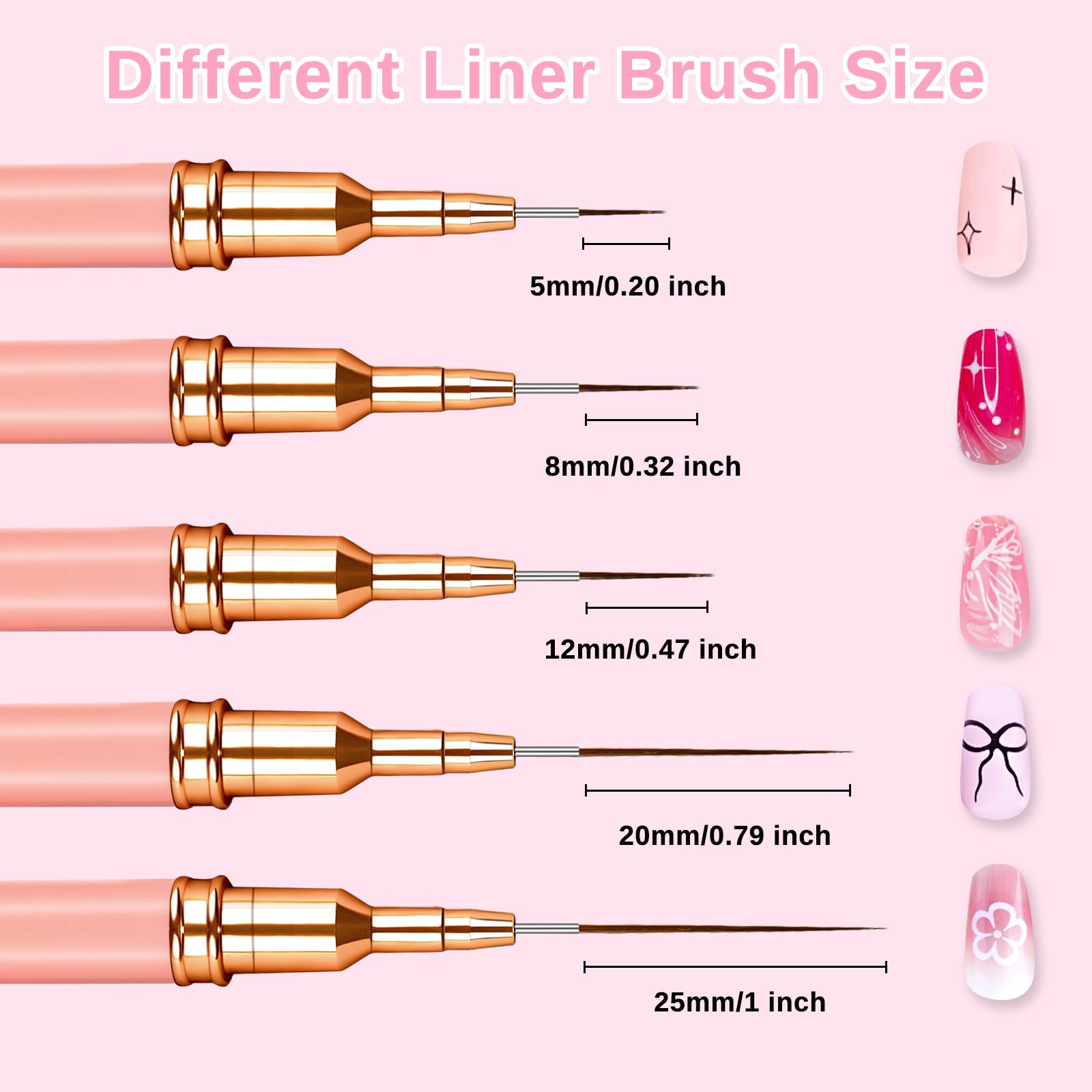 MOXYOY 5Pcs Fine Thin Nail Art Liner Brushes Set for Detailed Painting
