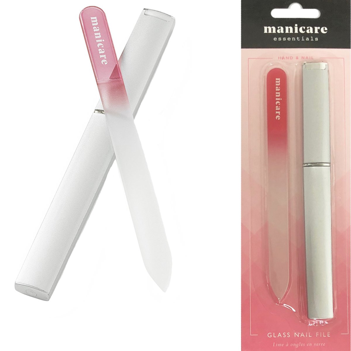 Manicare Double Sided Medium Grit Glass Nail File with Protective Case