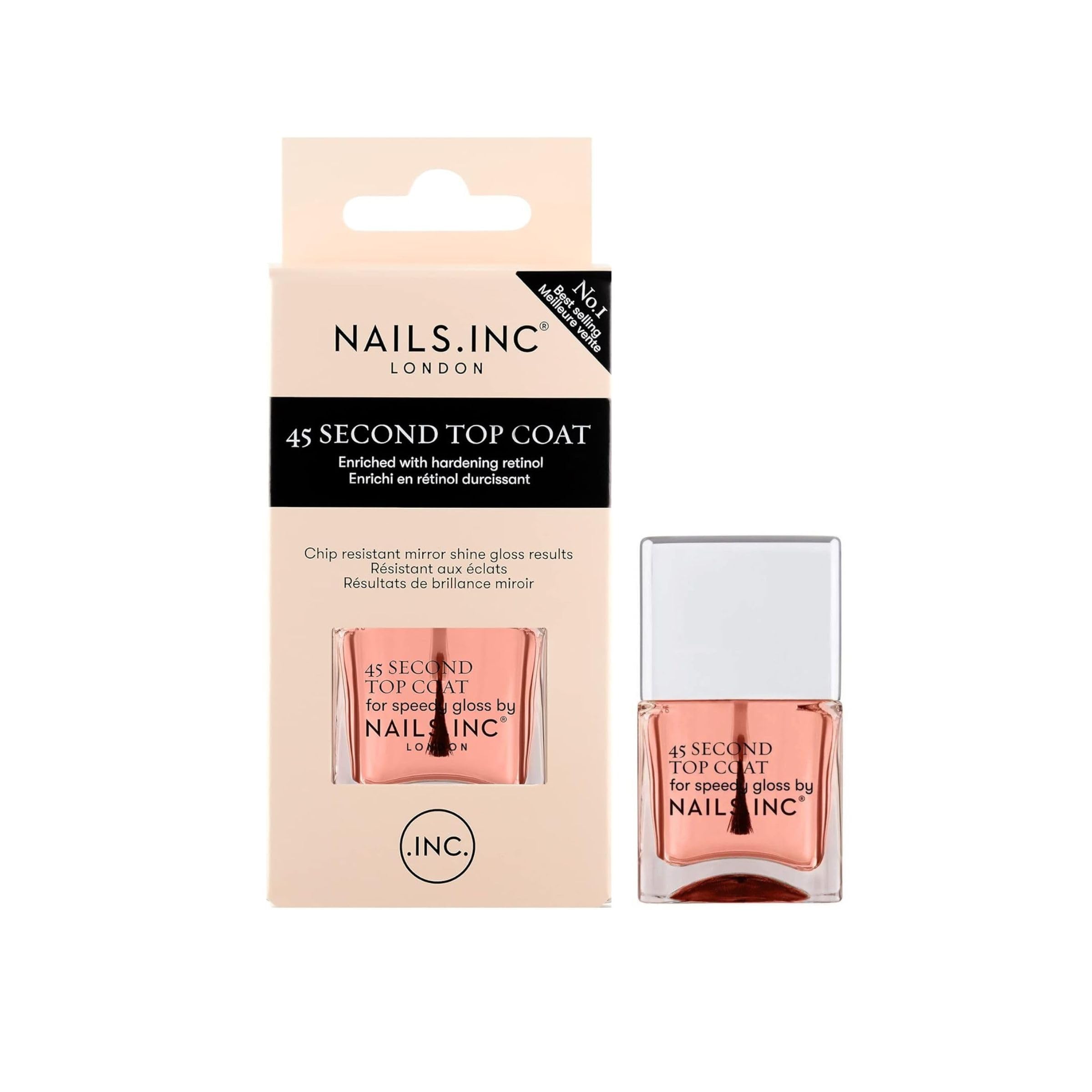 Nails.INC Gel 45 Second Top Coat with Retinol for Chip Resistance and High Gloss
