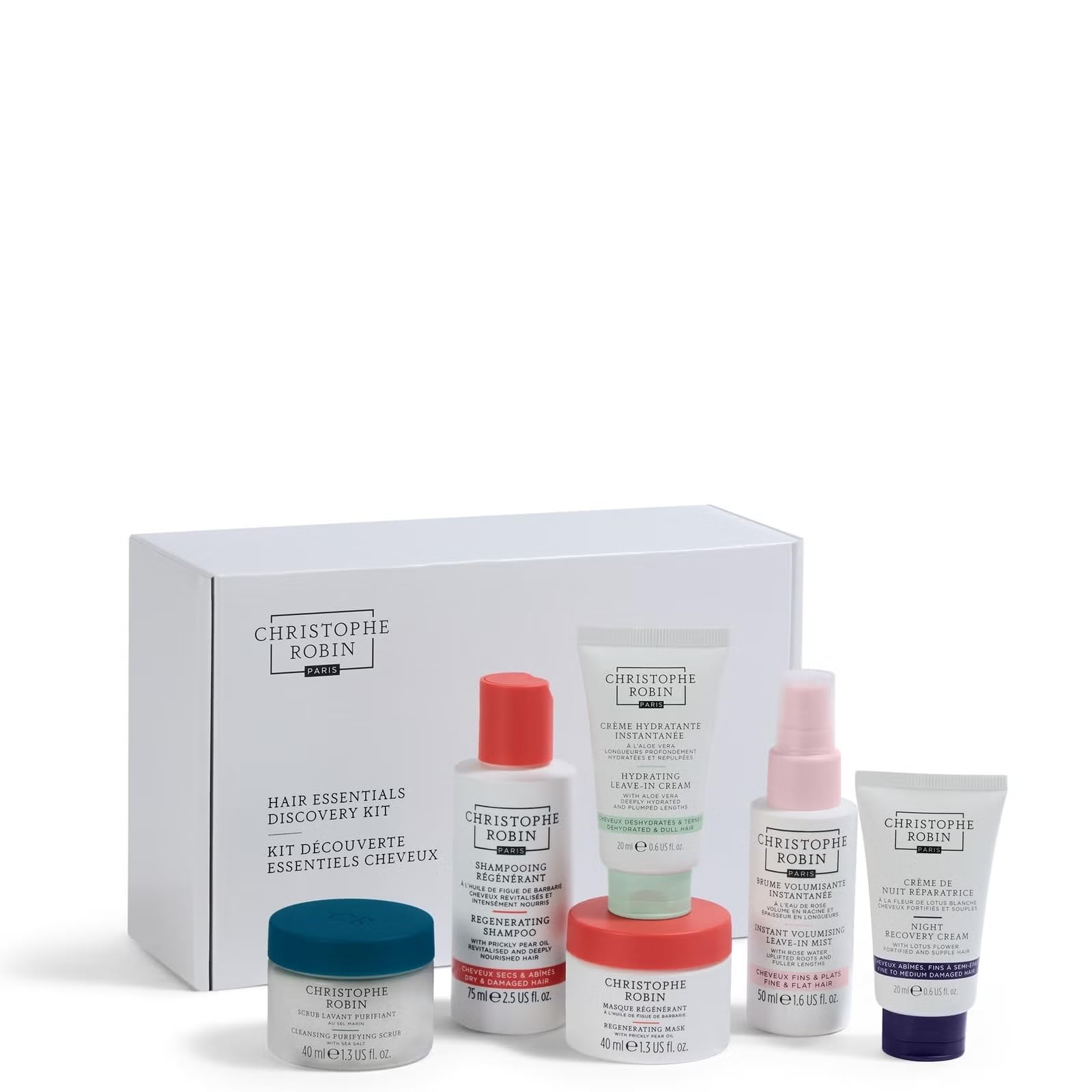 Christophe Robin Hair Essentials Discovery Kit with Prickly Pear Oil and Rose Water