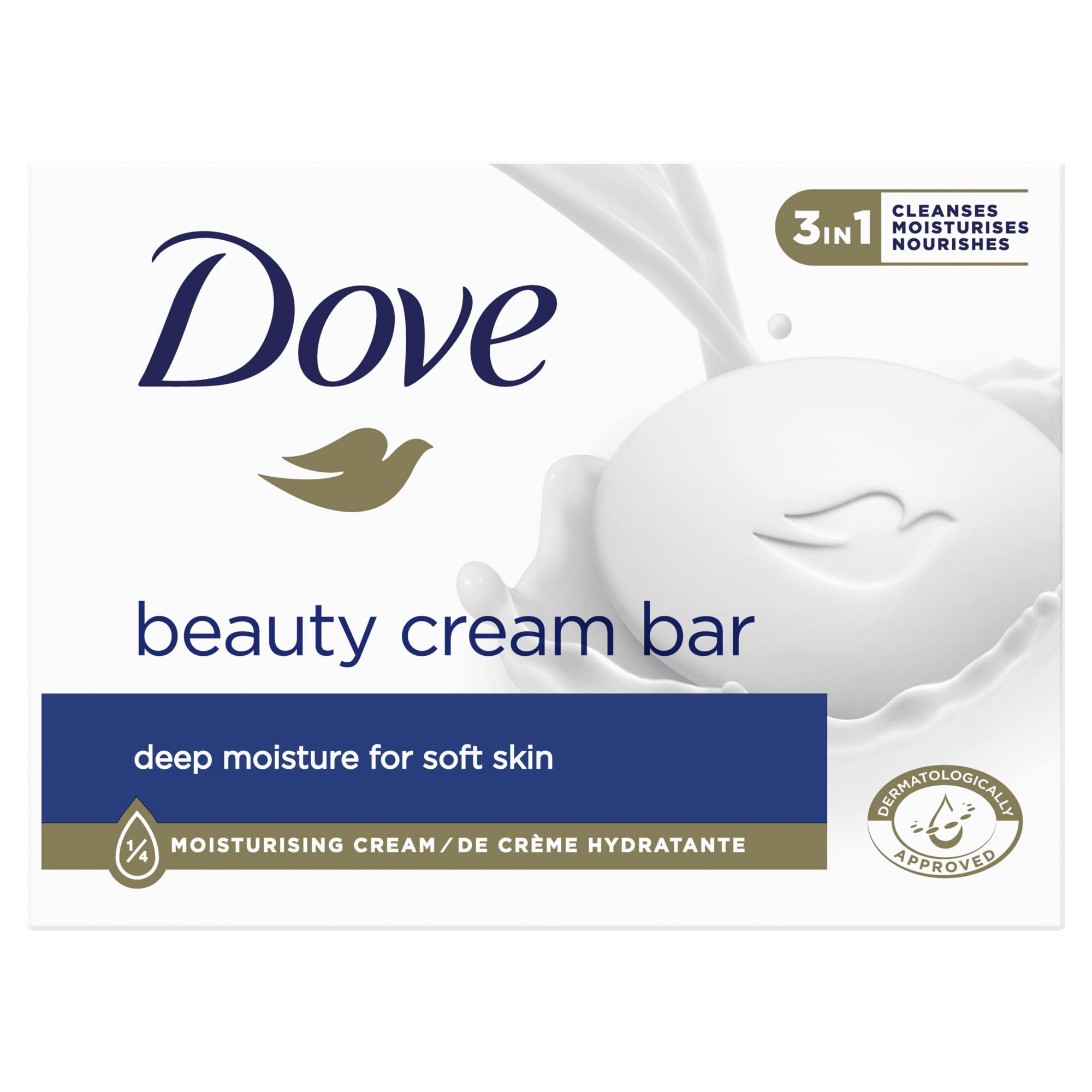 Dove Beauty Cream Bar Hand Soap with 1/4 Moisturising Cream for Soft Hands 90g
