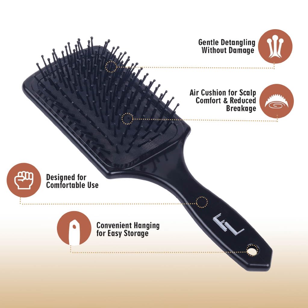 Fine Lines Paddle Hair Brush with 11 Row Nylon Bristles for Detangling and Smoothing 3