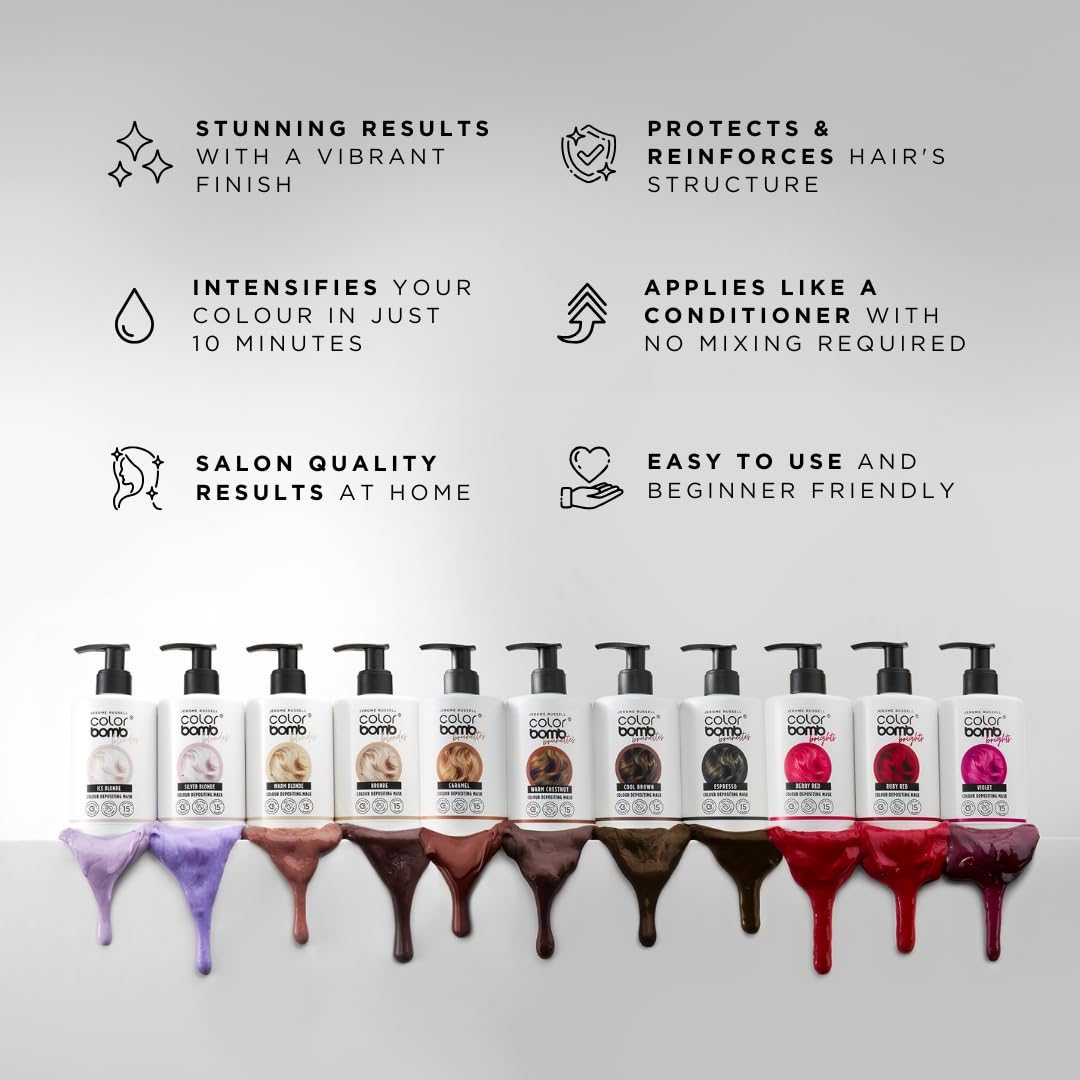 Jerome Russell Colour Bomb Blondes – Farbauffrischende Haarmaske für eisblondes Haar – Pflegende, semi-permanente Farb- und Glanzbehandlung – Vegan, tierversuchsfrei, 300 ml 5