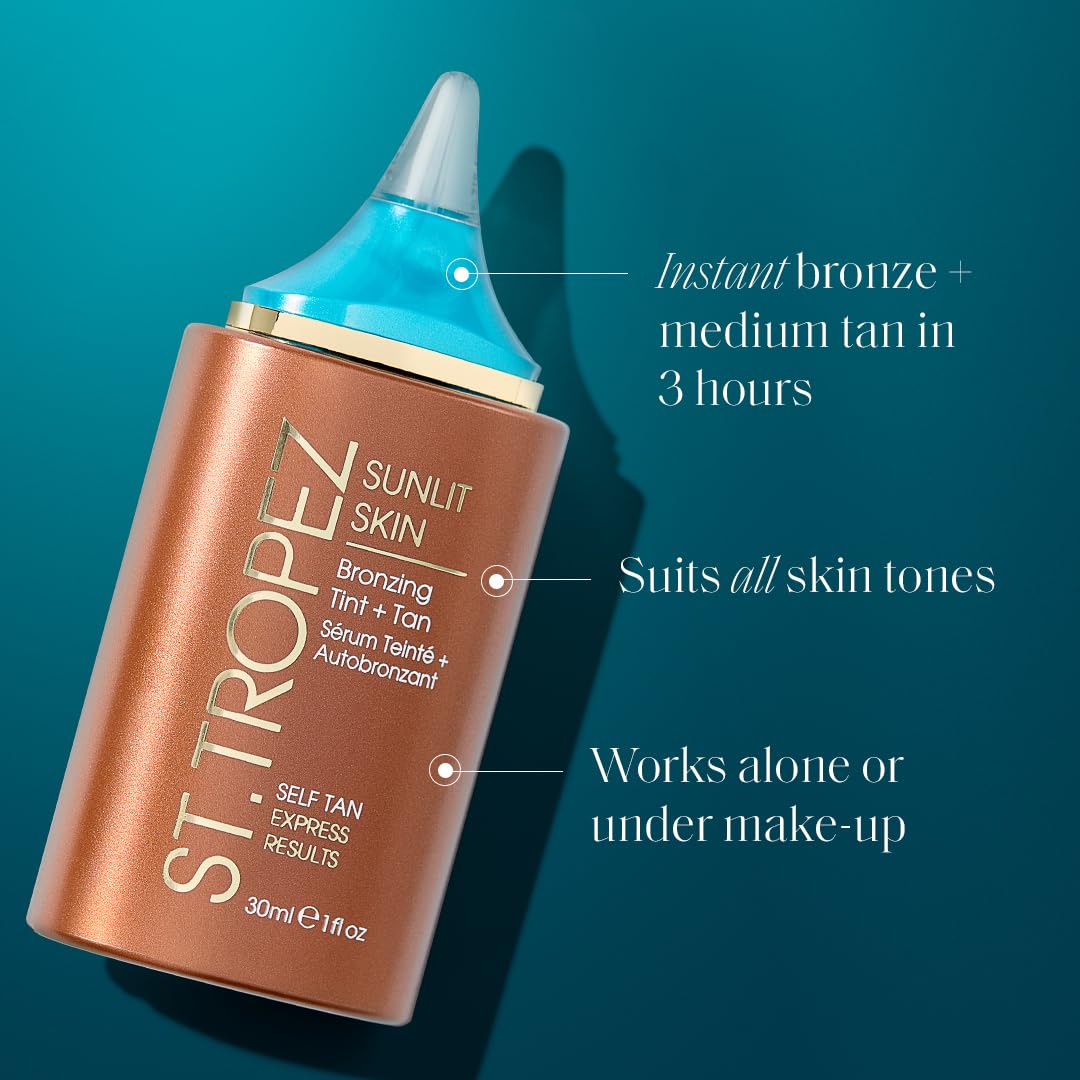 St.Tropez Sunlit Skin Self Tan Express for Face - Instant Bronzy Glow & Medium Tan 3