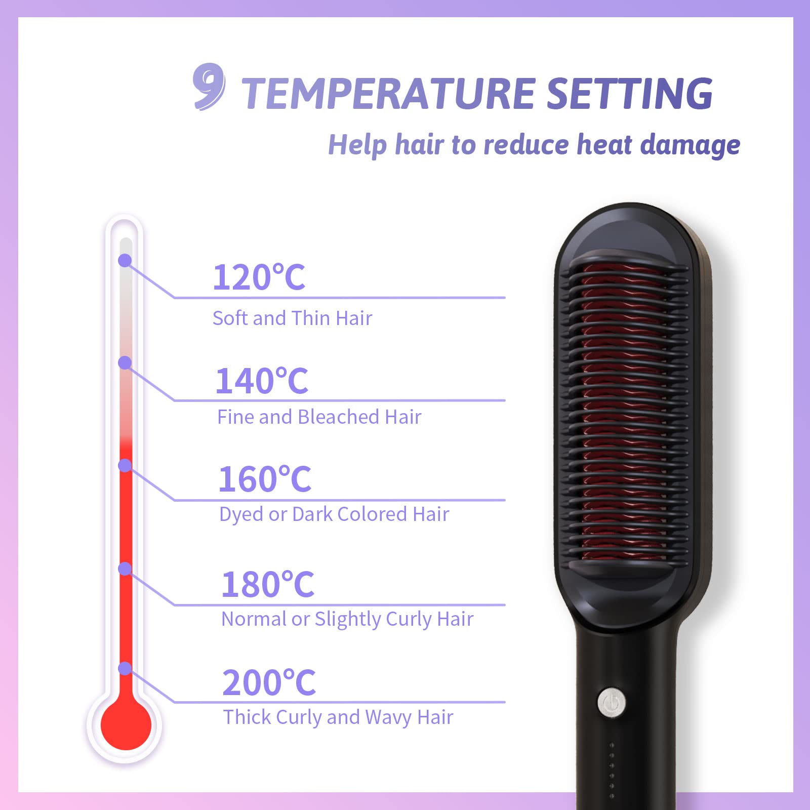 VKK Fast Heating Hair Straightener Brush with 5 Adjustable Temperatures 4