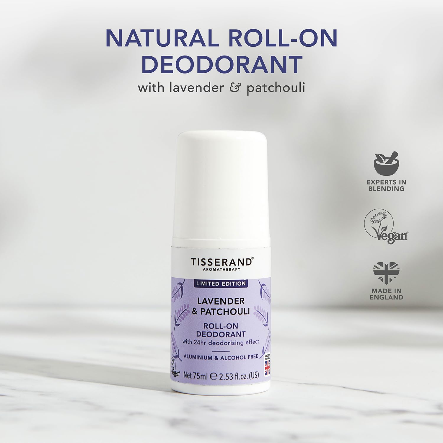 Tisserand Natural Roll-On Deodorant - Lavender & Patchouli - Unisex - 75ml 3