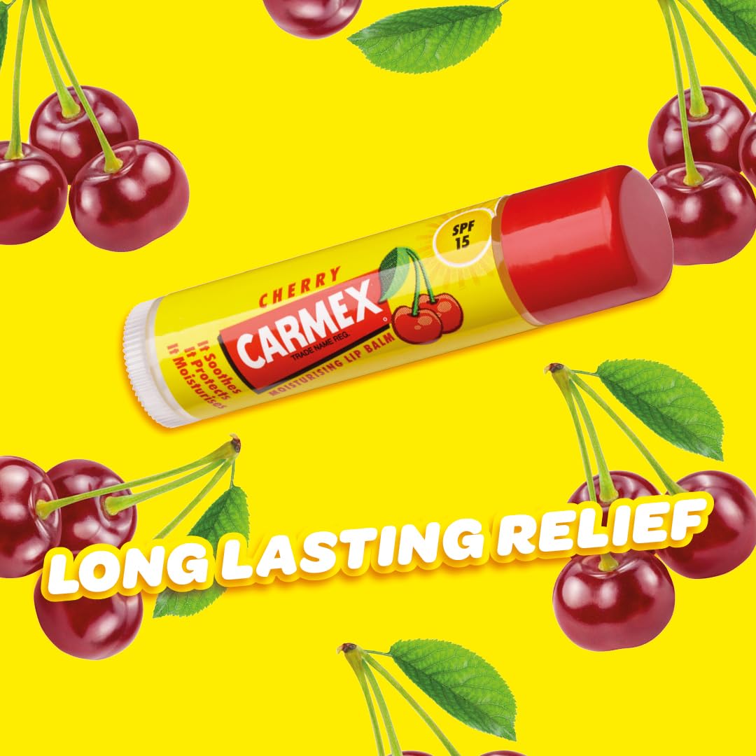 CARMEX Cherry Moisturising Lip Balm Click Stick with SPF 15 3