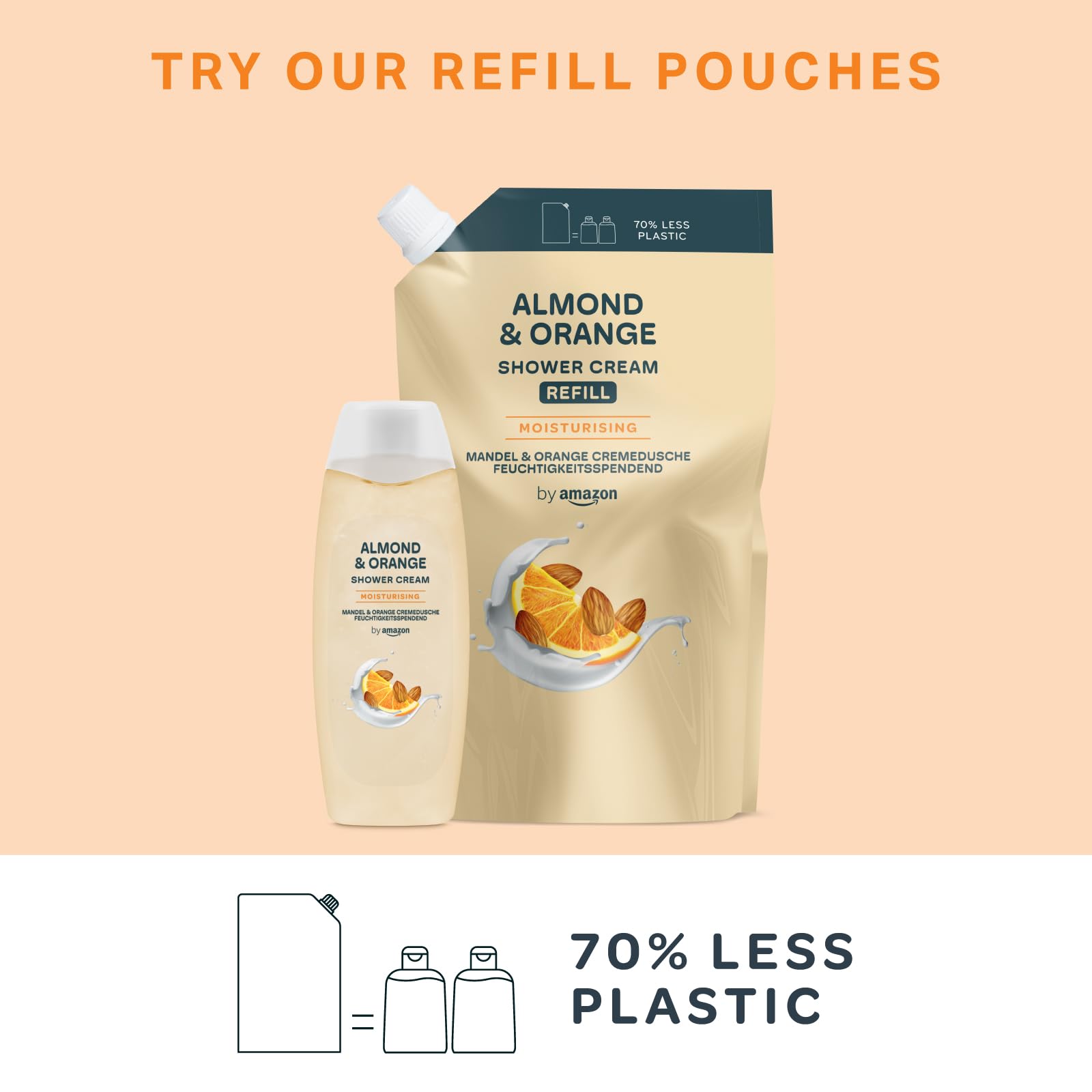 by Amazon Almond & Orange Moisturizing Shower Cream Gel, Twin Pack 2 x 500ml 5