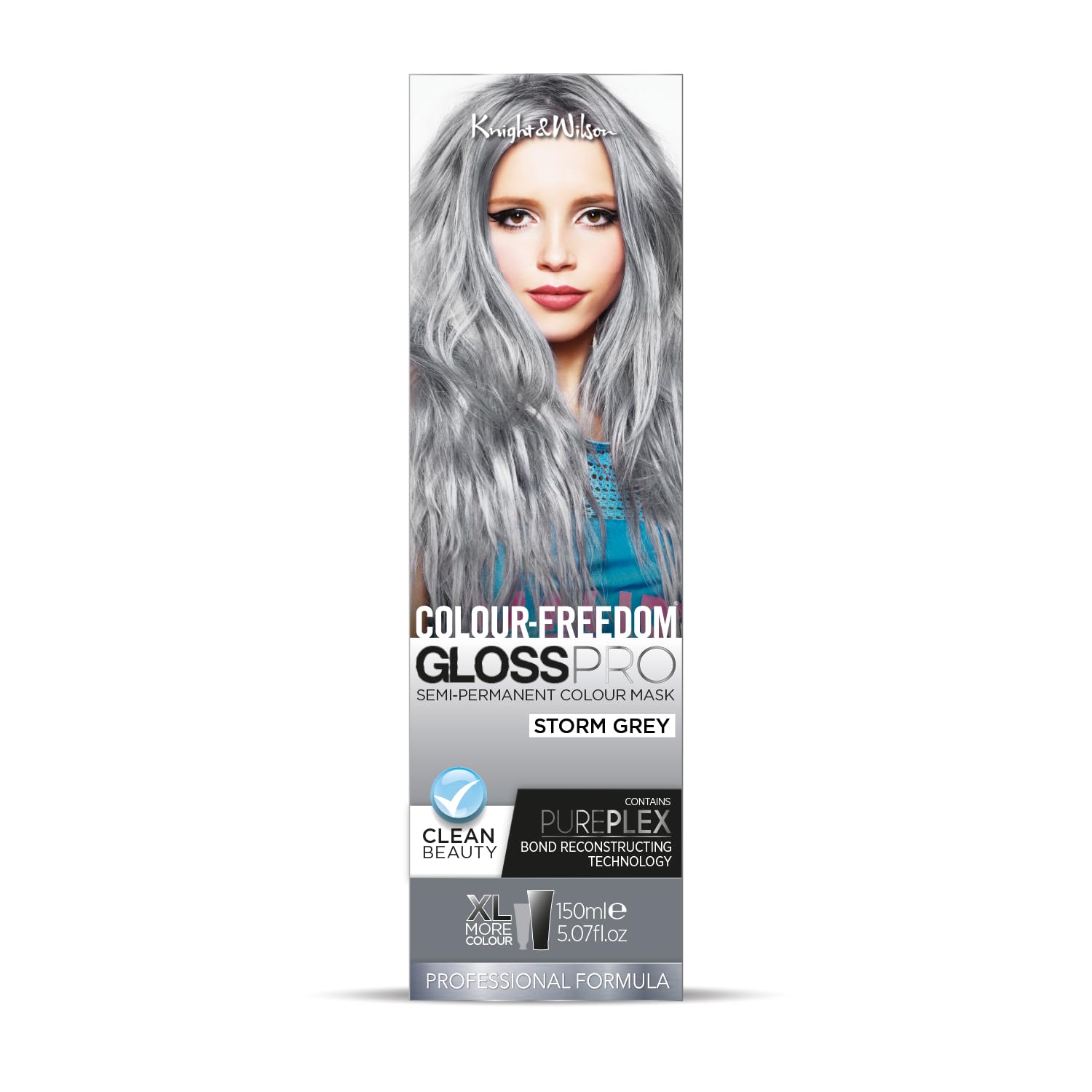 Knight & Wilson Colour-Freedom Gloss Pro Storm Grey Semi-Permanent Hair Colour 150ml Vegan Mask