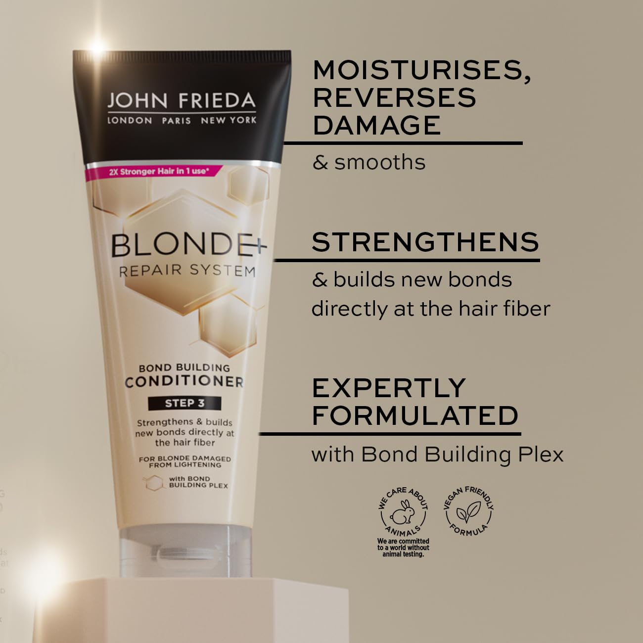 John Frieda Blonde+ Repair System Bond Building Conditioner for Damaged Blonde Hair 250ml