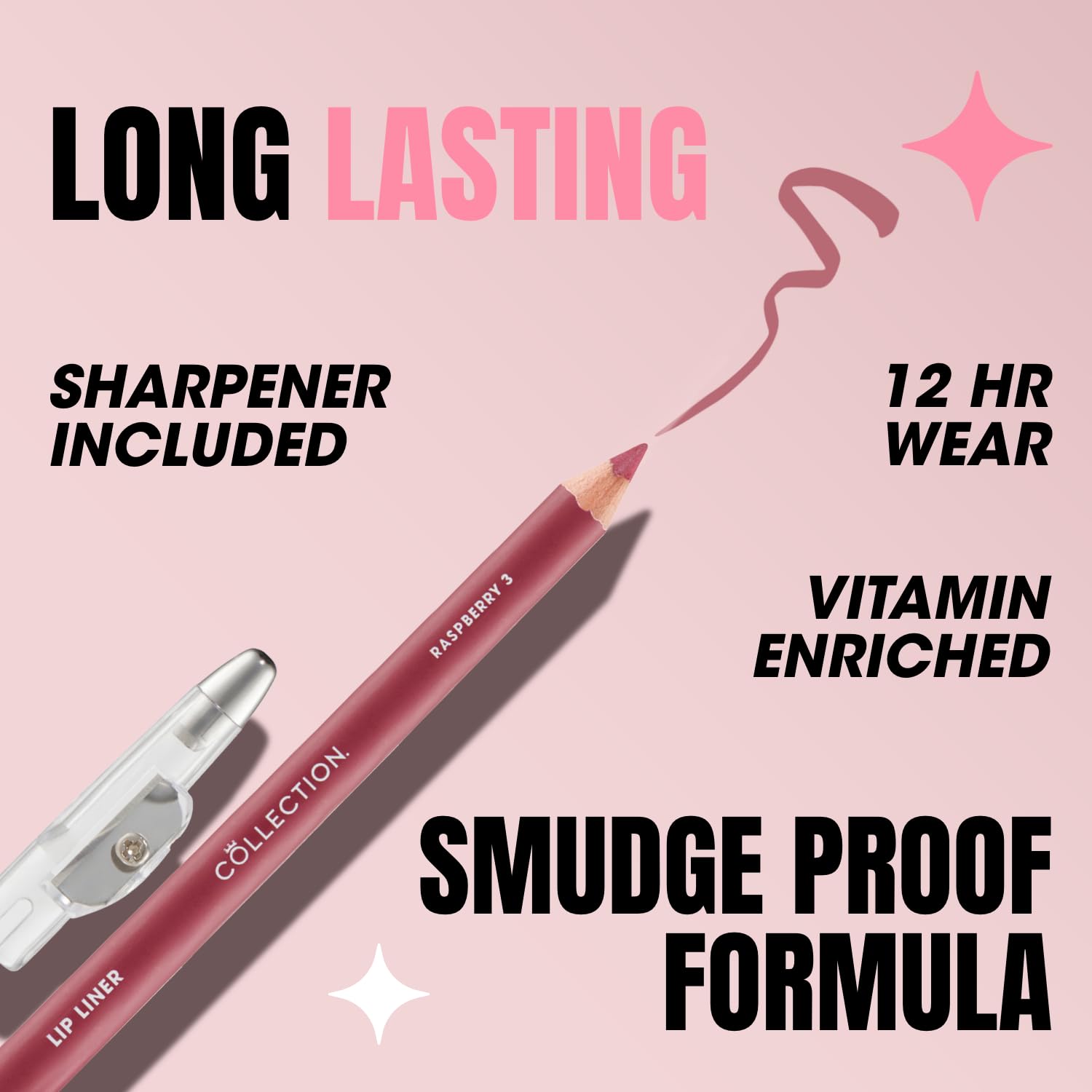 Collection Long-Lasting Lip Liner Pencil with Sharpener - Raspberry Shade 5