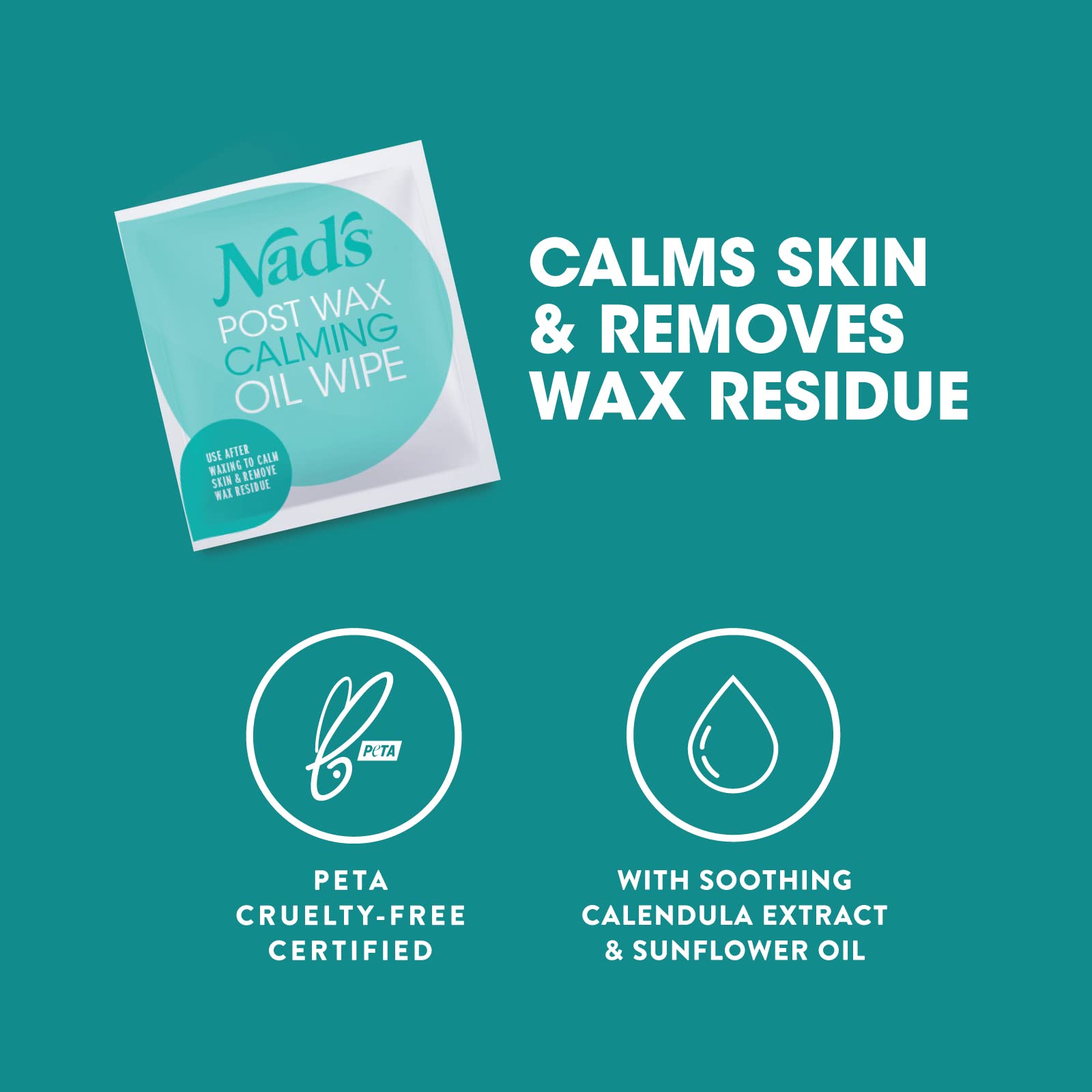 Nad's Post Wax Calming Oil Wipes Refill Pack - 20 Wipes for Wax Residue Removal 6