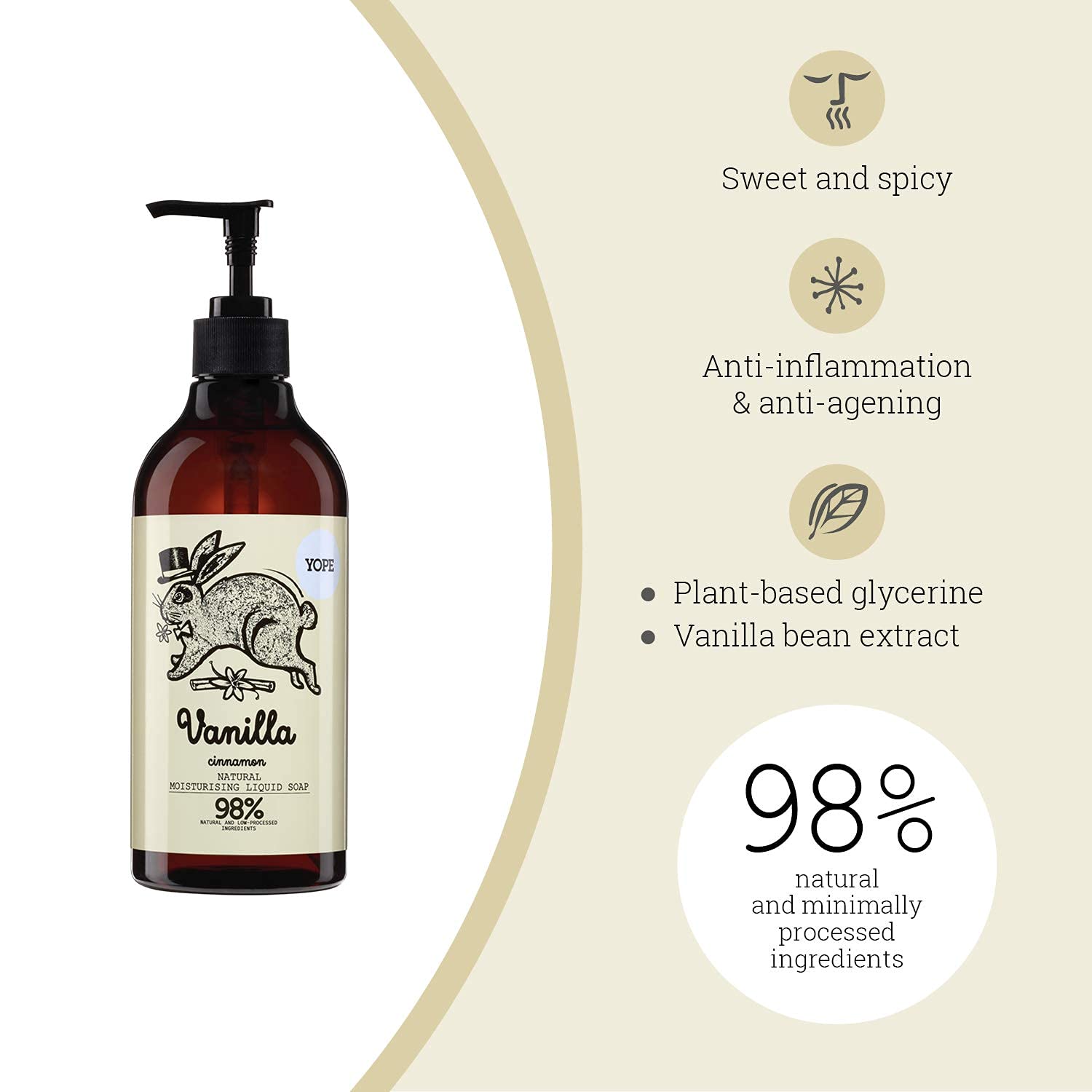 YOPE Liquid Hand Wash with Vanilla Extracts & Allantoin for Moisturising and Smoothing