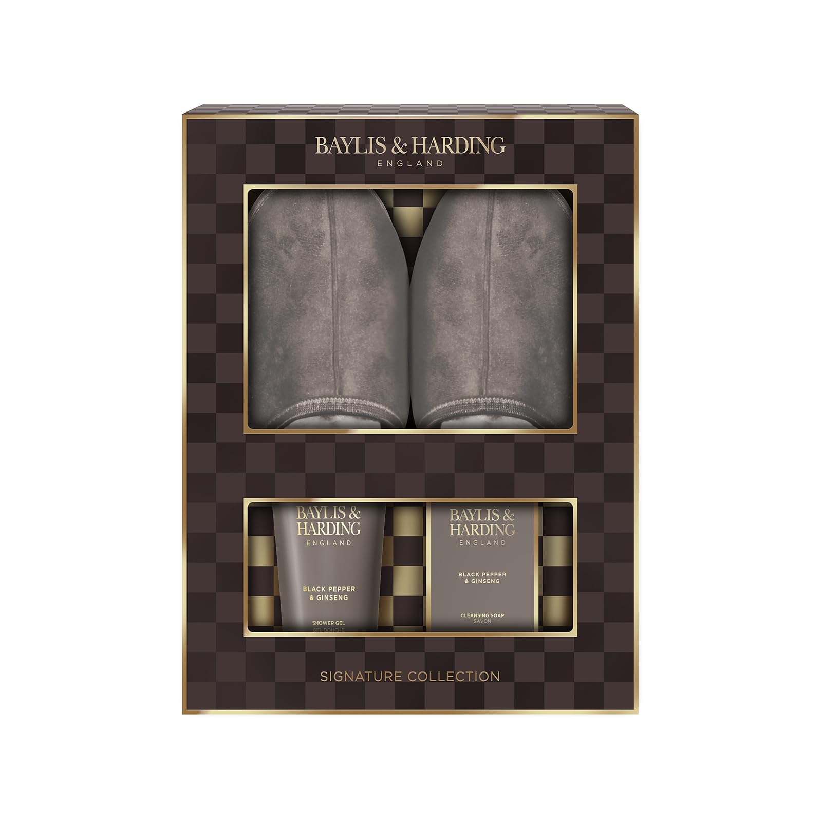 Baylis & Harding Black Pepper & Ginseng Men's Luxury Slipper Gift Set - Vegan Friendly
