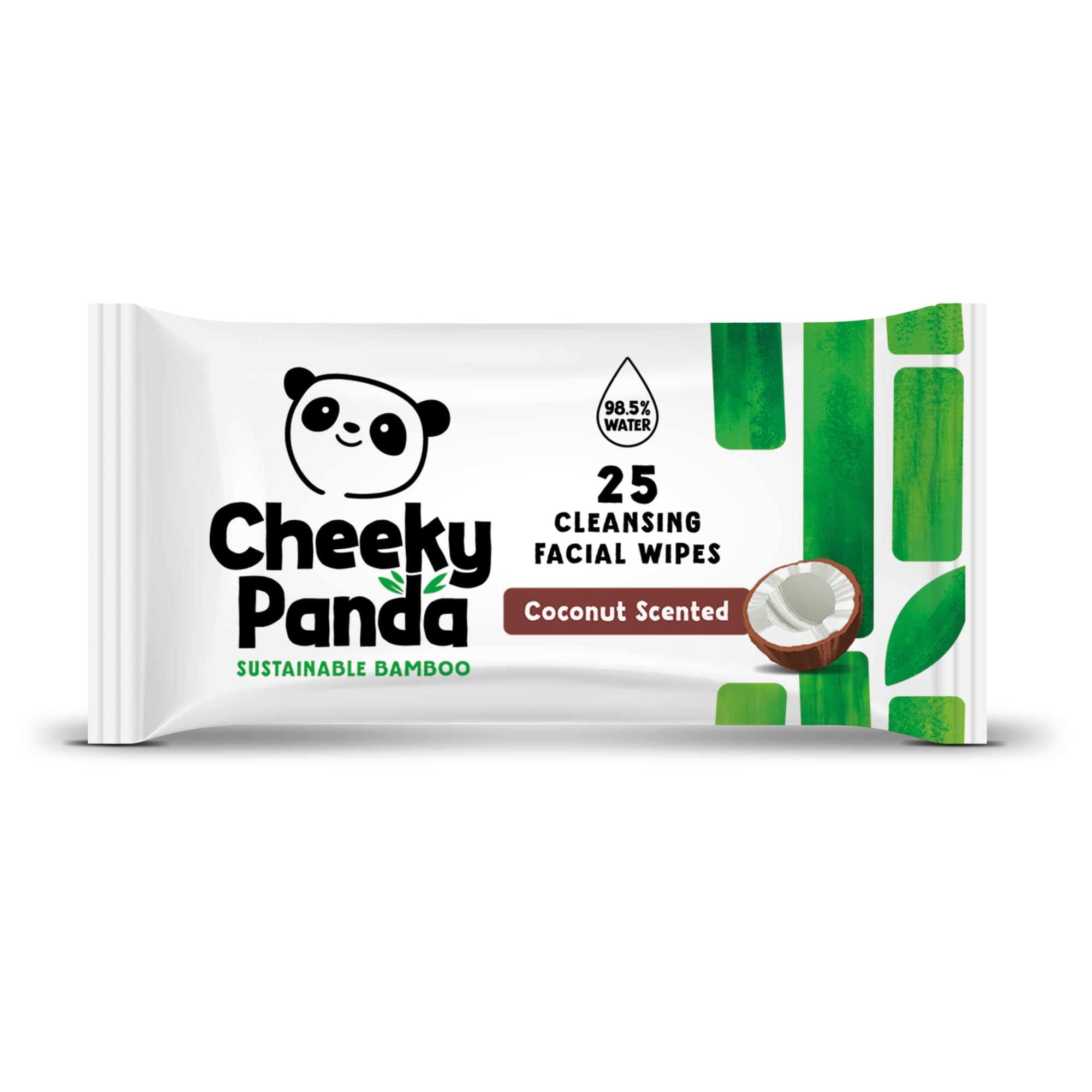The Cheeky Panda Bamboo Facial Make Up Remover Wipes with Coconut Scent (25 Pack)