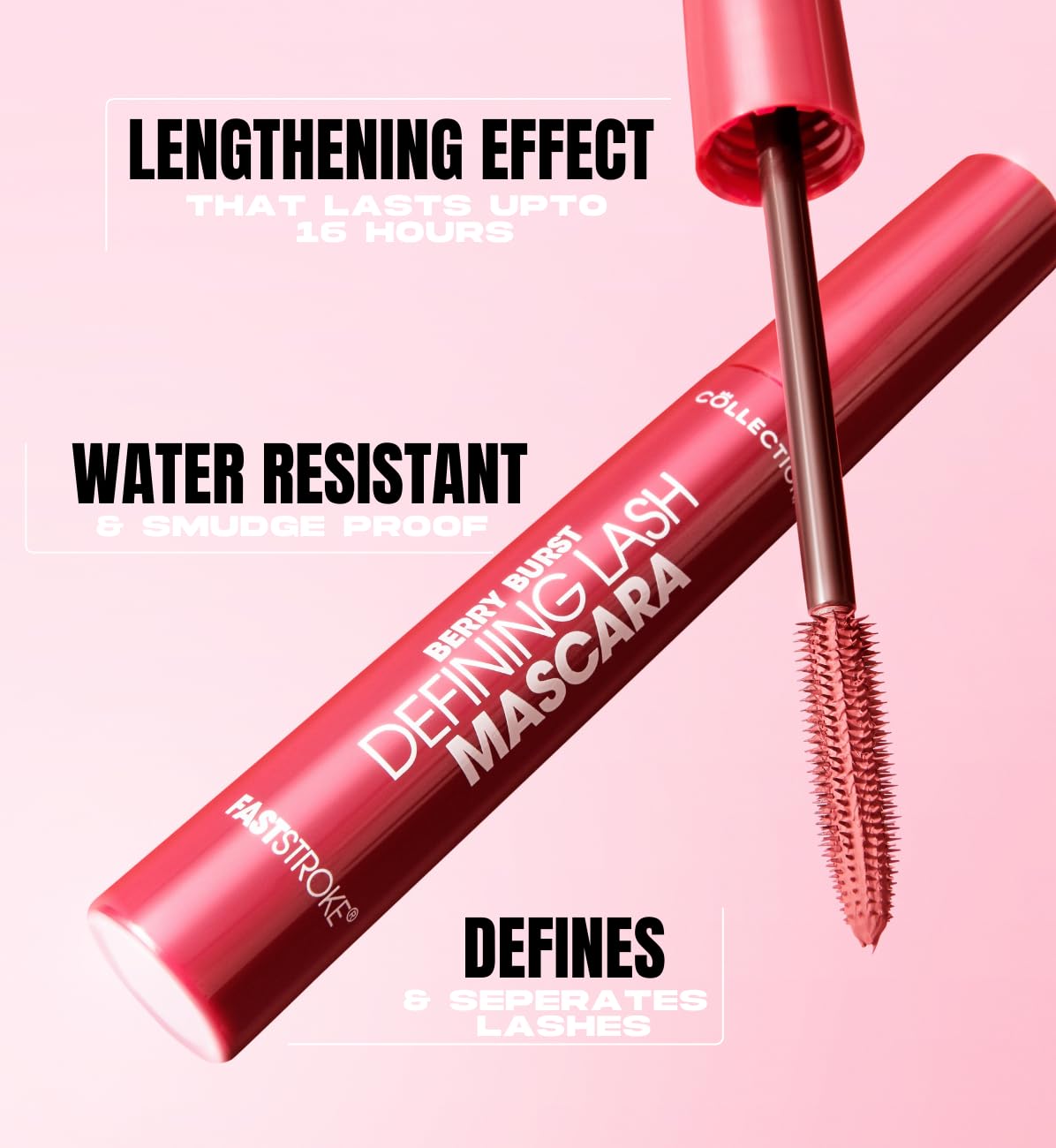 Collection Fast Stroke Defining Mascara, Volumising & Curling, Berry Burst, 9ml 4