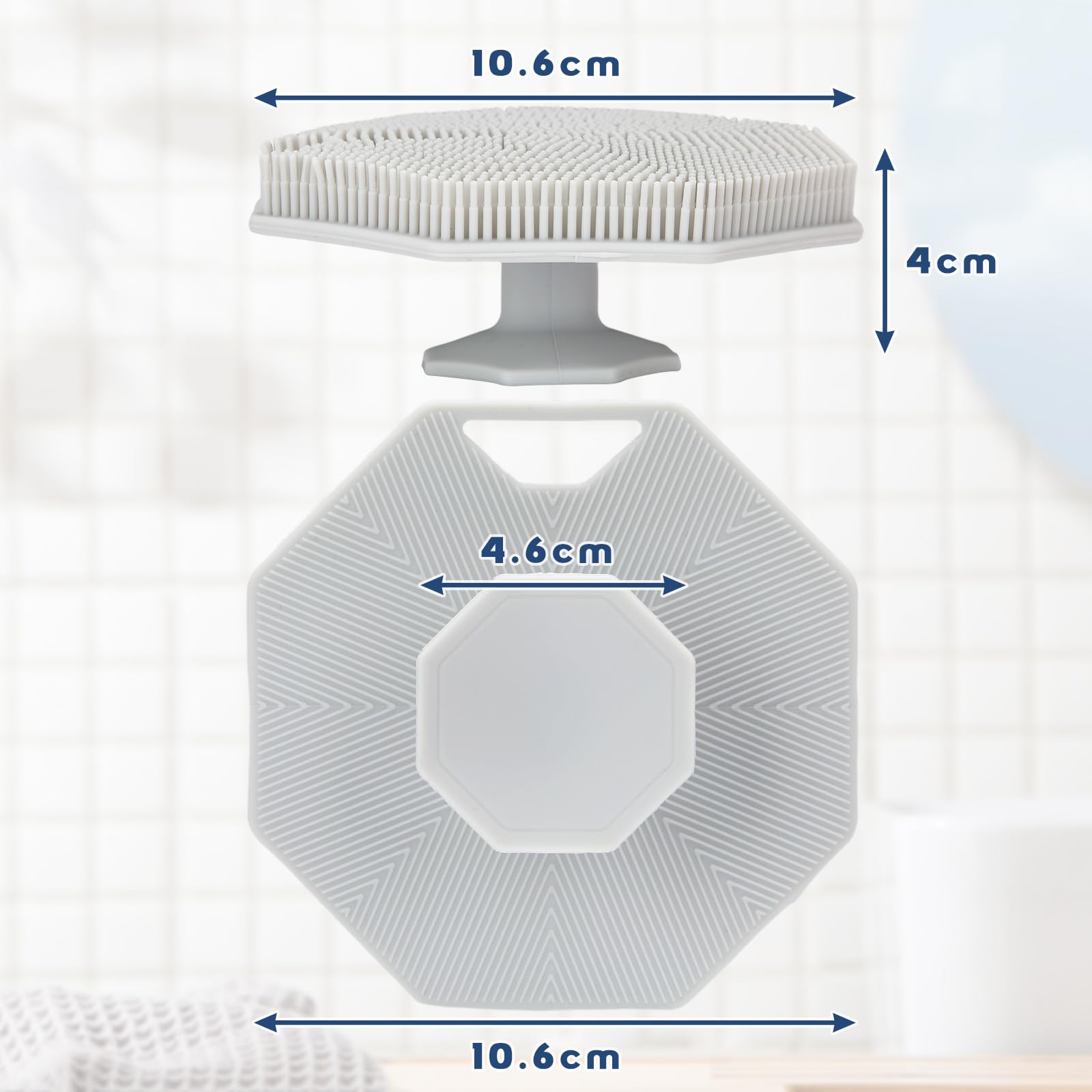 Alyvisun Silicone Body Scrubber with Hook and Suction for Gentle Exfoliation and Massage (Grey) 8