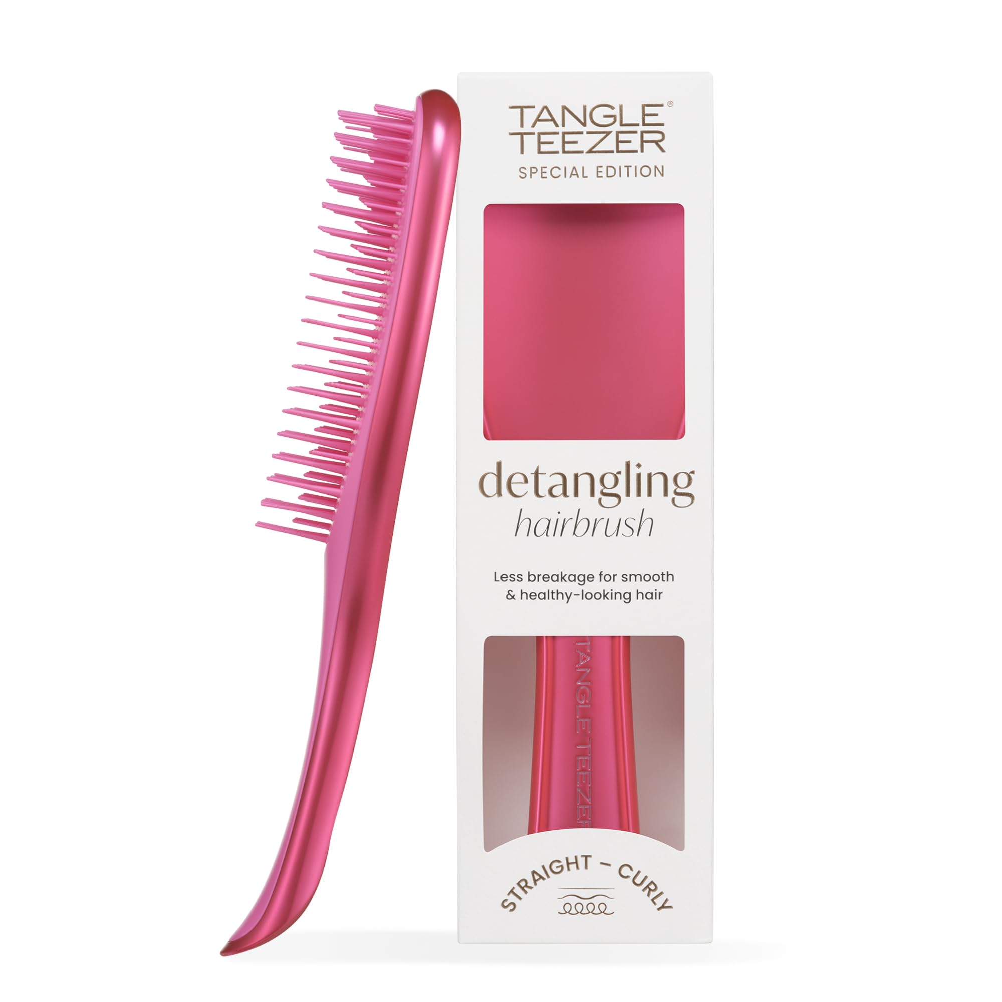 Tangle Teezer Ultimate Detangler Hairbrush - Pink Chrome Finish - Wet & Dry Hair