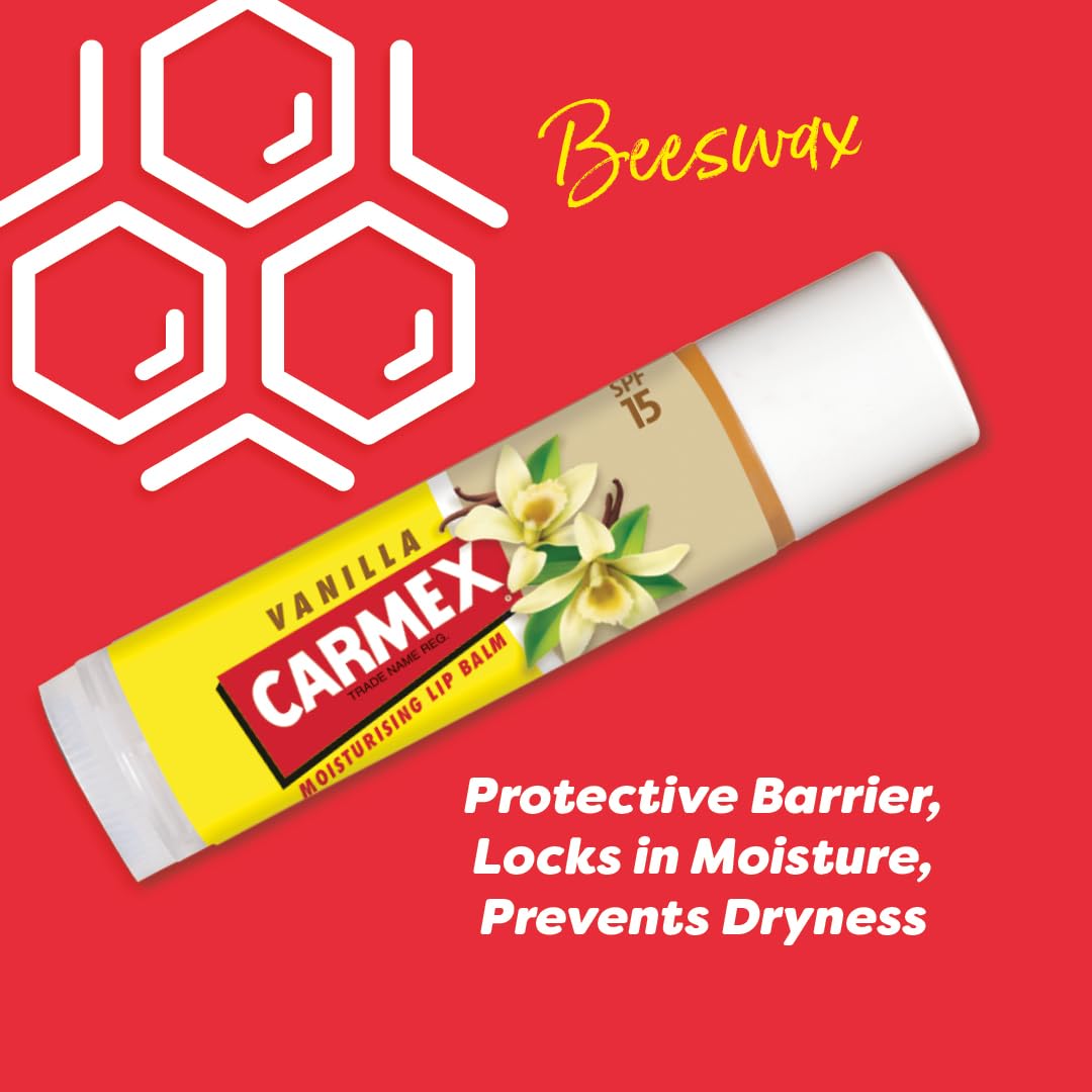 Carmex Vanilla Moisturising Lip Balm Click Stick with SPF 15 Protection 7