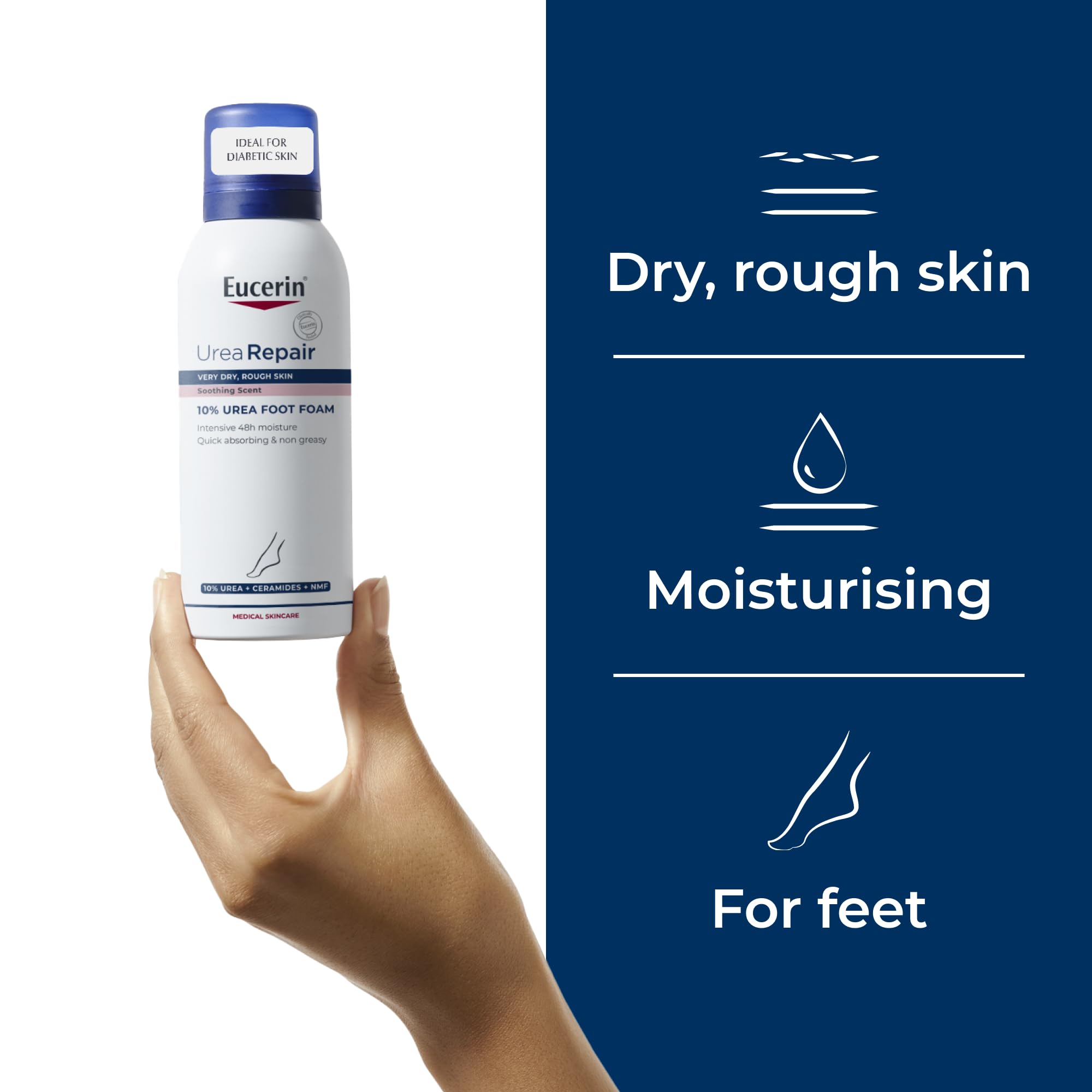 Eucerin UreaRepair Plus 10% Urea Foot Foam for Dry, Atopic, Diabetic Skin 150ml 3