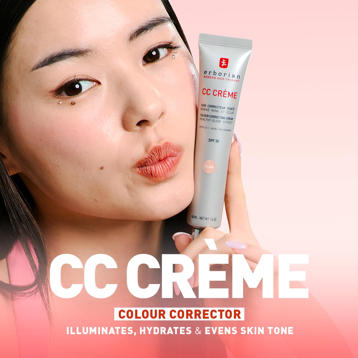 Erborian CC Cream with Centella Asiatica - Color Correcting Cream for Porcelain Skin - 15 ml