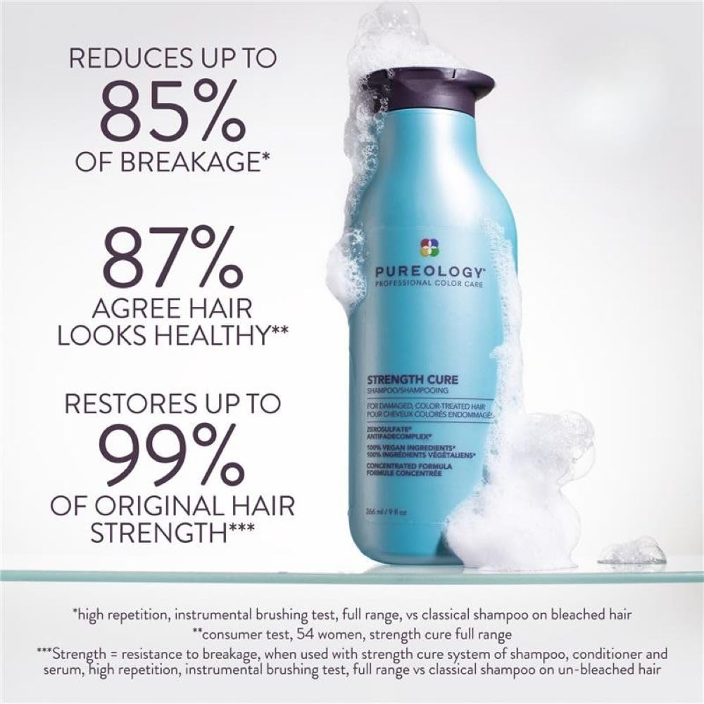PUREOLOGY Strength Cure Strengthening Shampoo for Damaged, Colour Treated Hair