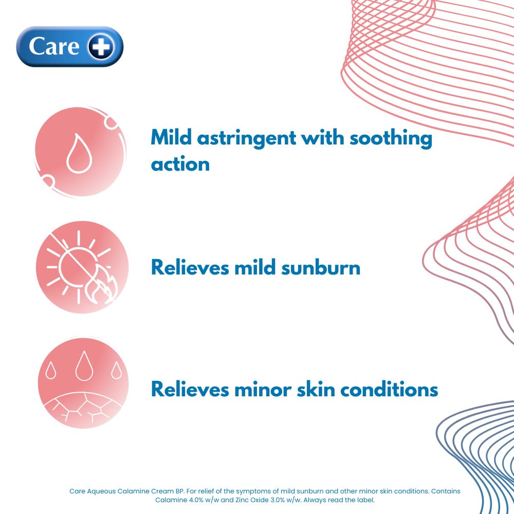 Care Aqueous and Calamine Cream Tube for Sunburn and Minor Skin Irritation Relief 100g 5