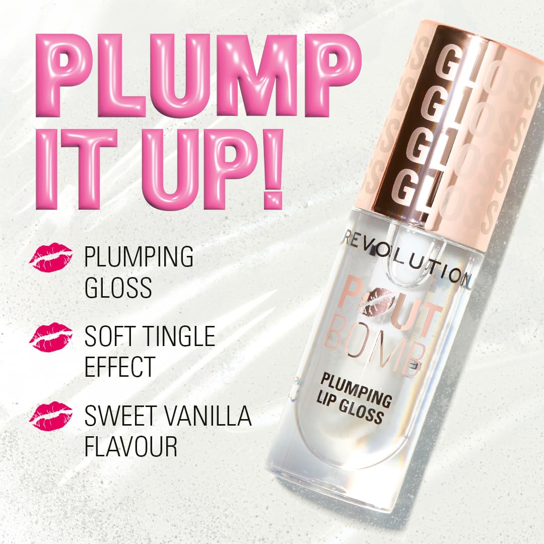 Makeup Revolution Pout Bomb Plumping Gloss - High Shine, Rich Pigment, Vitamin E Infused 3