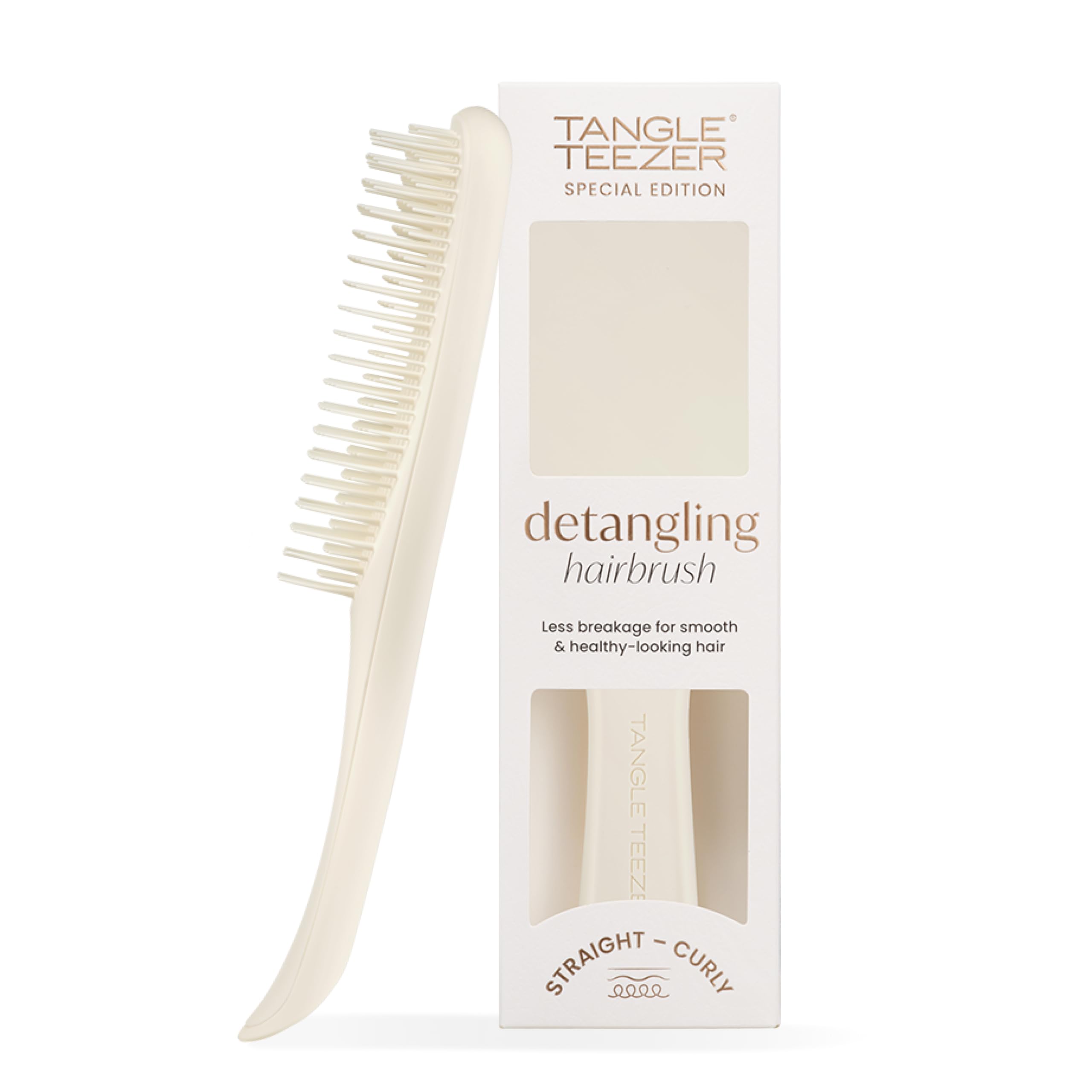 Tangle Teezer Ultimate Detangler Hairbrush - Porcelain Cream Matte Finish for Wet & Dry Hair