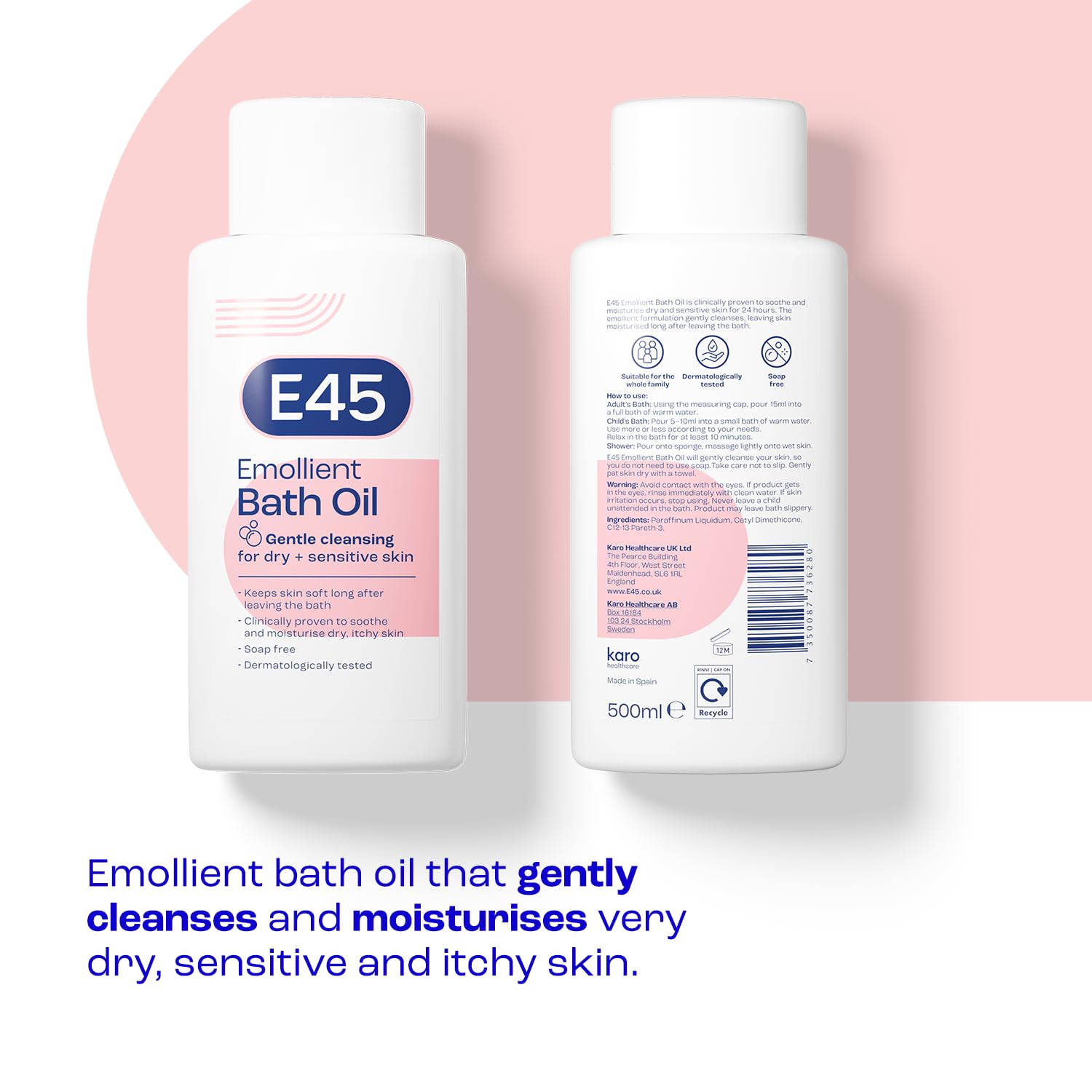E45 Dermatological Emollient Bath Oil for Dry Skin Conditions (500 ml)