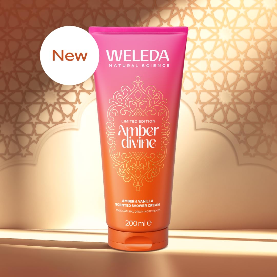 Weleda Amber Divine Shower Gel with Amber & Vanilla, Vegan Body Wash, 200ml