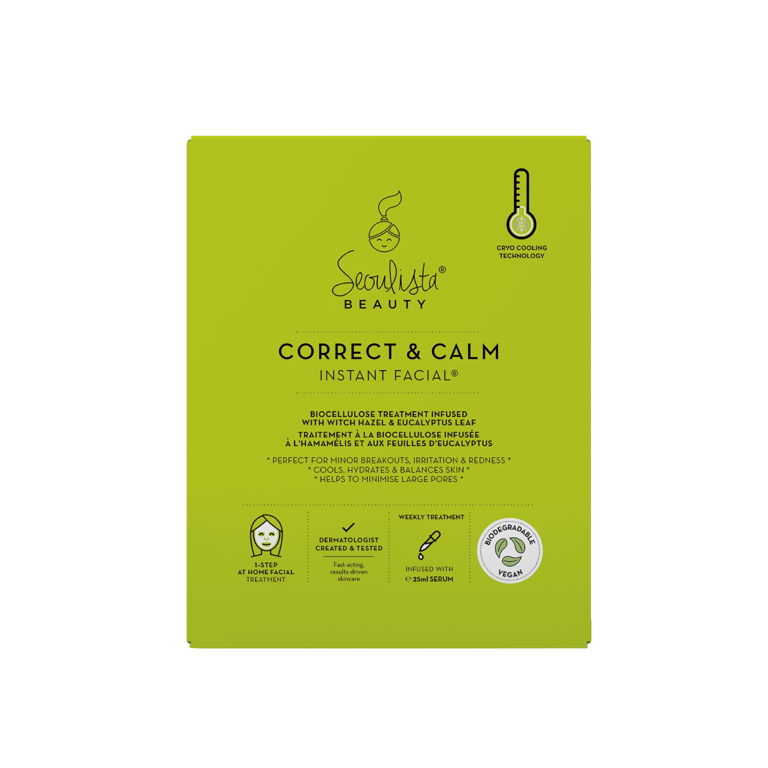 Seoulista Beauty® Correct & Calm Instant Facial Sheet Mask 25ml for Oily & Combination Skin
