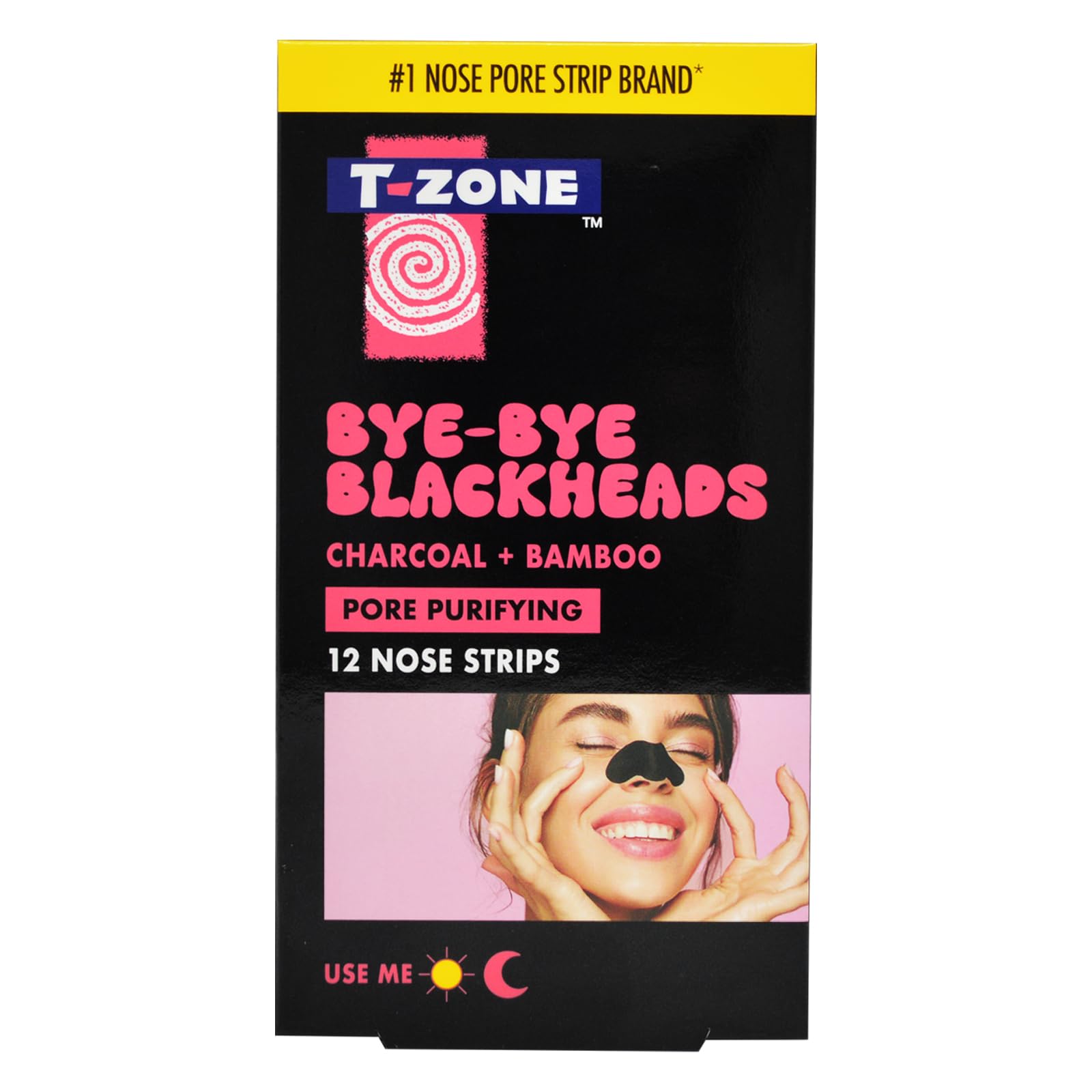 T-Zone Charcoal & Bamboo Nose Pore Strips for Deep Cleansing (12 Pack)