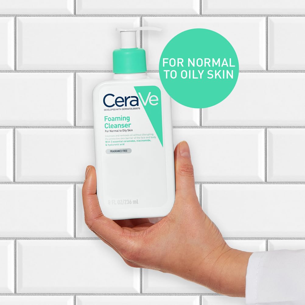 CeraVe Foaming Cleanser with Niacinamide and Ceramides for Normal to Oily Skin