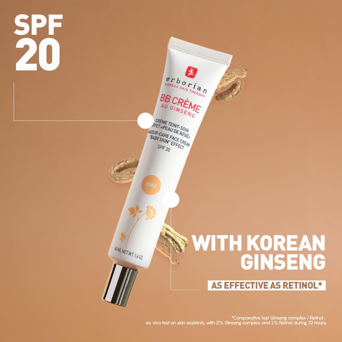 Erborian – BB Cream mit Ginseng – Teintcreme – „Babyhaut“-Effekt – Koreanische 5-in-1-Kosmetikpflege mit LSF 20 – 40 ml 5
