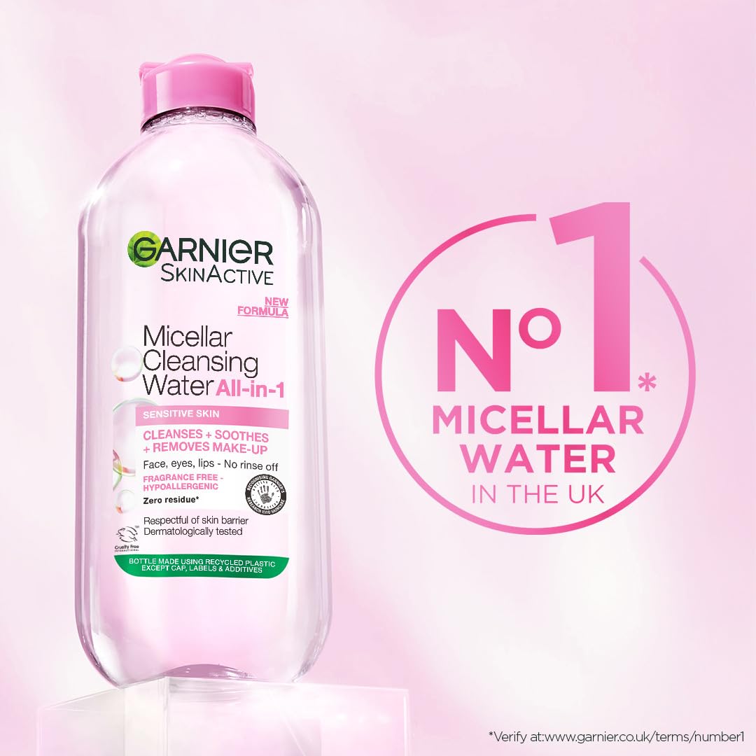 Garnier Micellar Cleansing Water For Sensitive Skin Gentle Face Cleanser & Makeup Remover 700ml 3