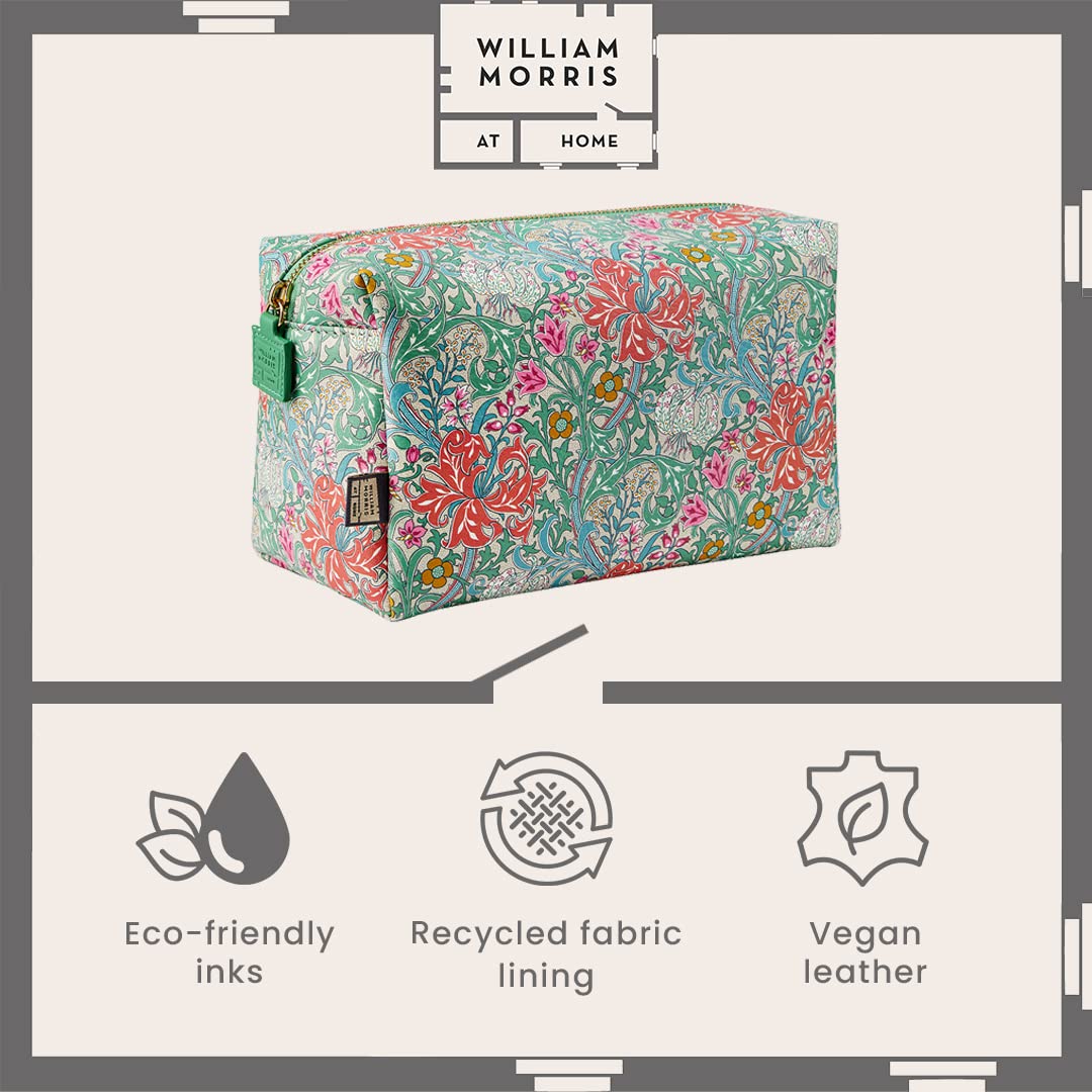 WILLIAM MORRIS AT HOME Golden Lily Vegan Leather Wash Bag | Travel Cosmetic Organizer 5